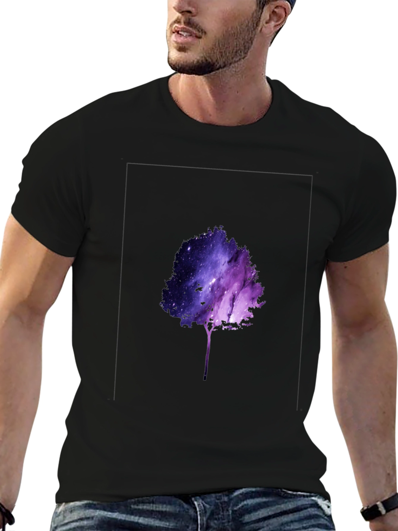 Galaxy Tree Graphic Black T-Shirt