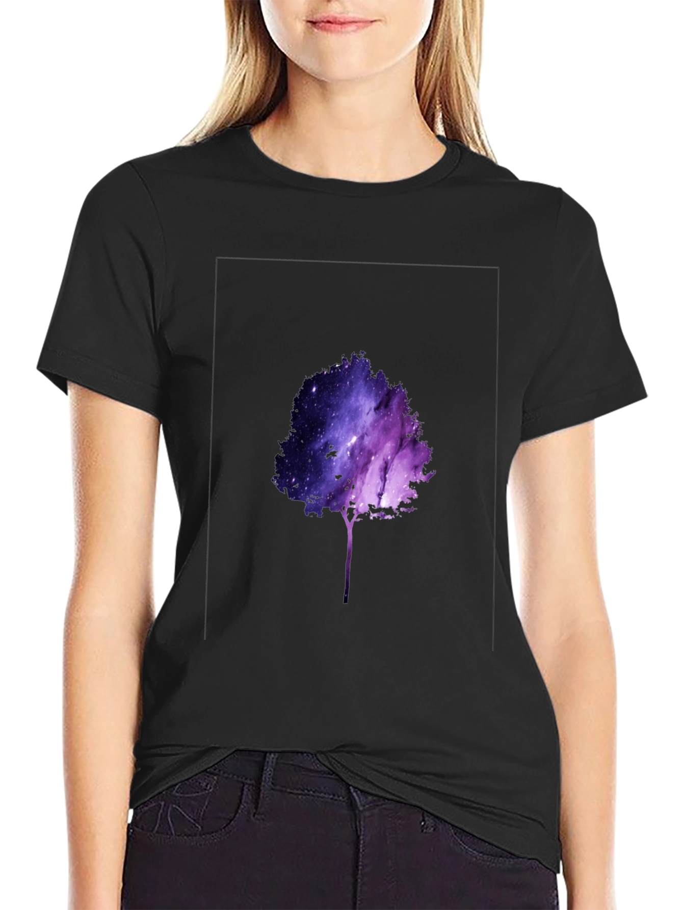 Galaxy Tree Graphic Black T-Shirt