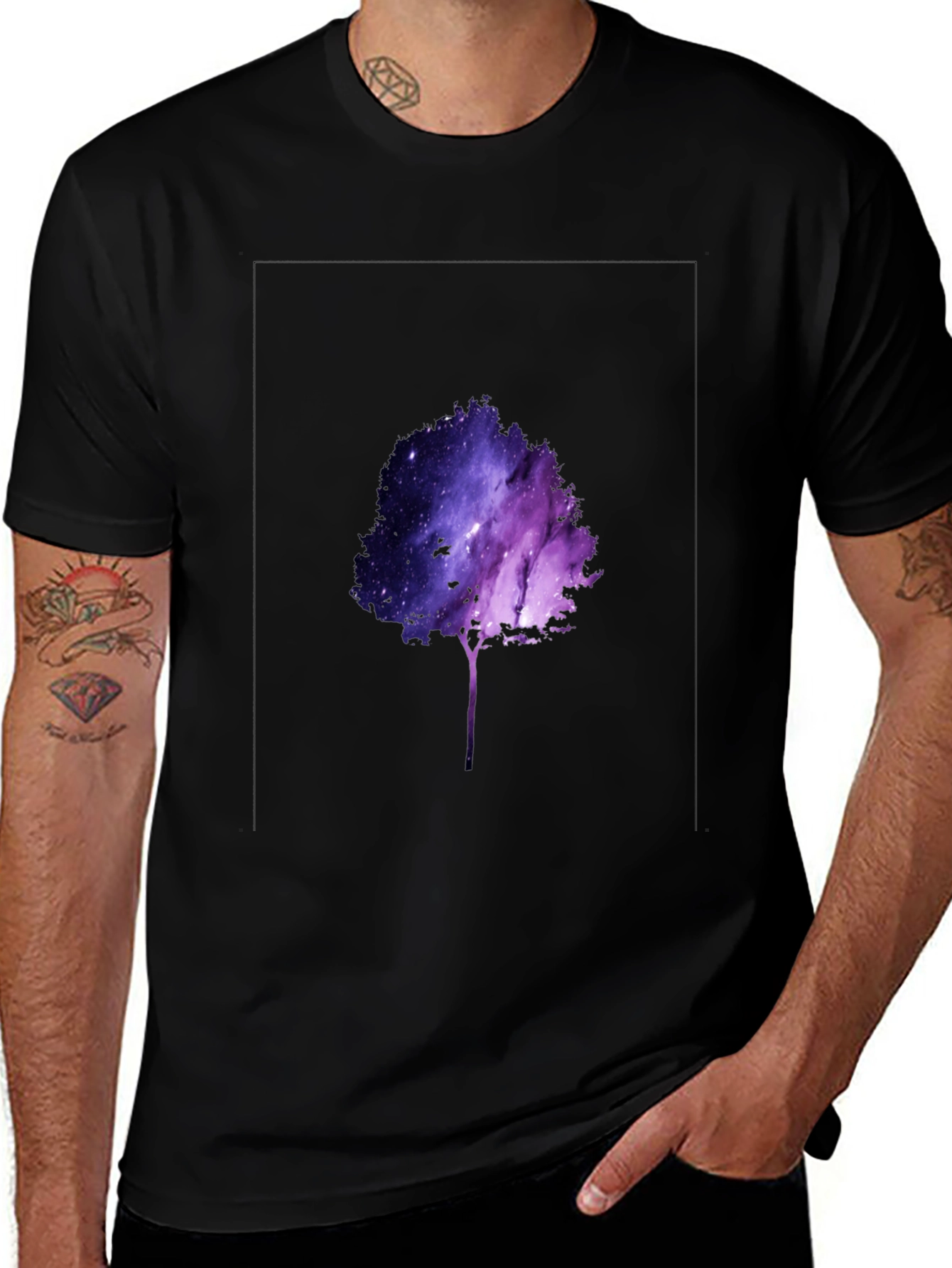 Galaxy Tree Graphic Black T-Shirt