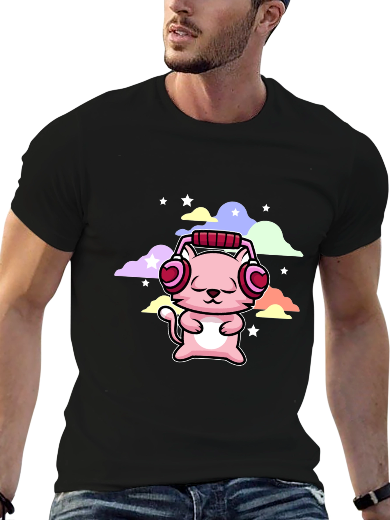 Cute Cat with Headphones T-Shirt