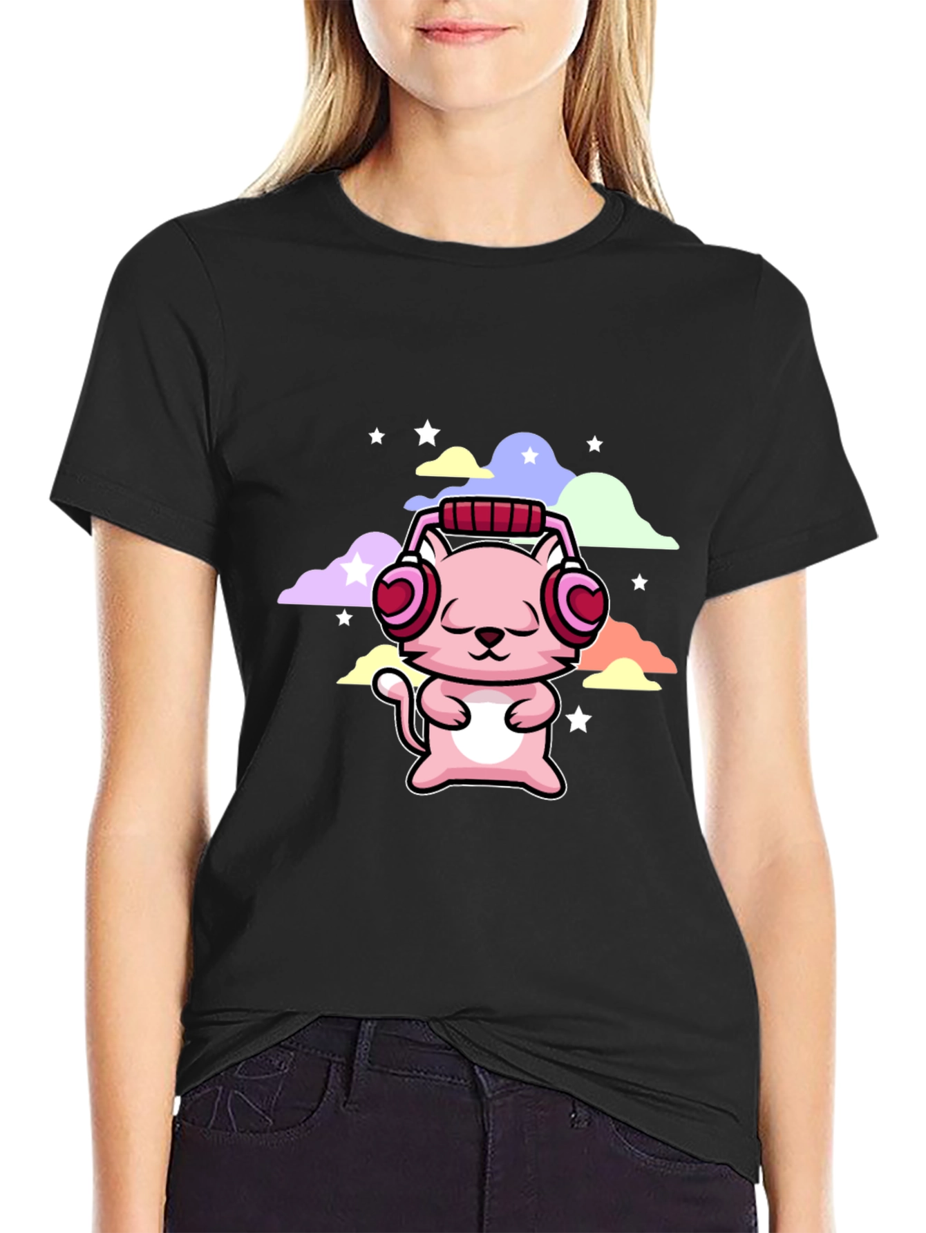 Cute Cat with Headphones T-Shirt
