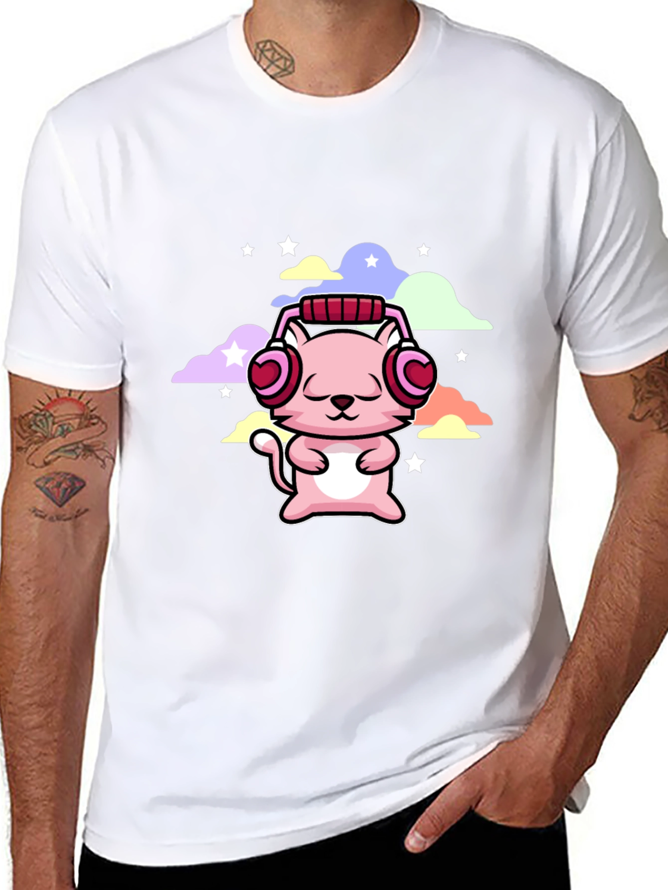 Cute Cat with Headphones T-Shirt
