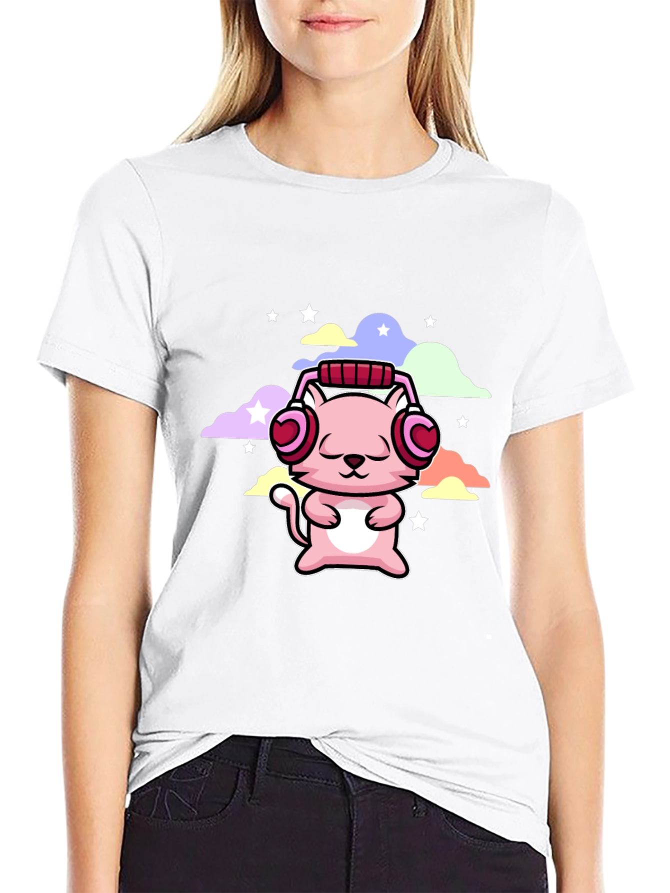 Cute Cat with Headphones T-Shirt
