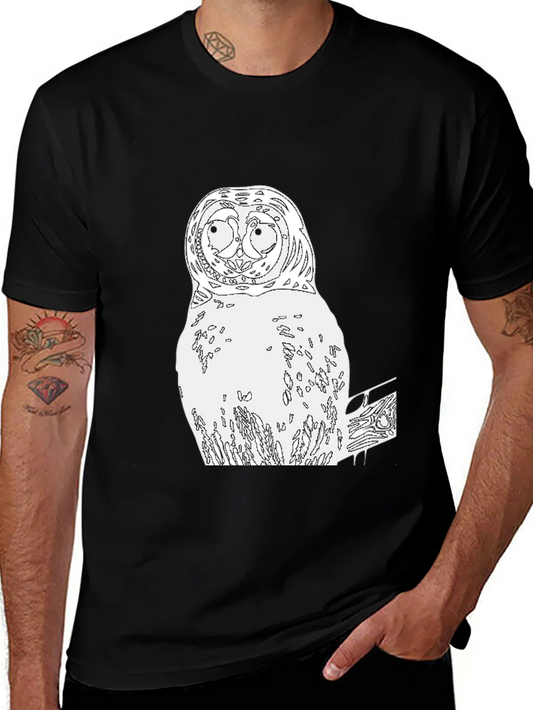 Owl Graphic Print Crew Neck T-Shirt