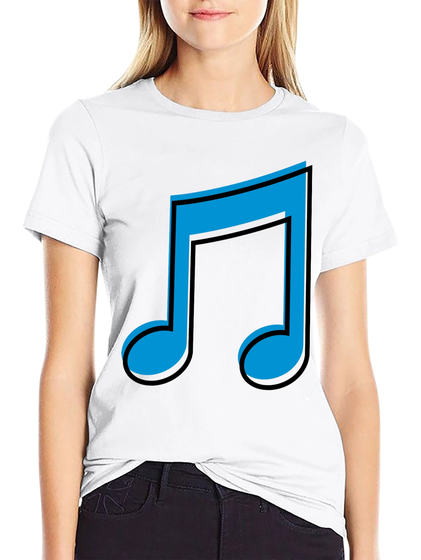 Musical Note Graphic T-Shirt - Black