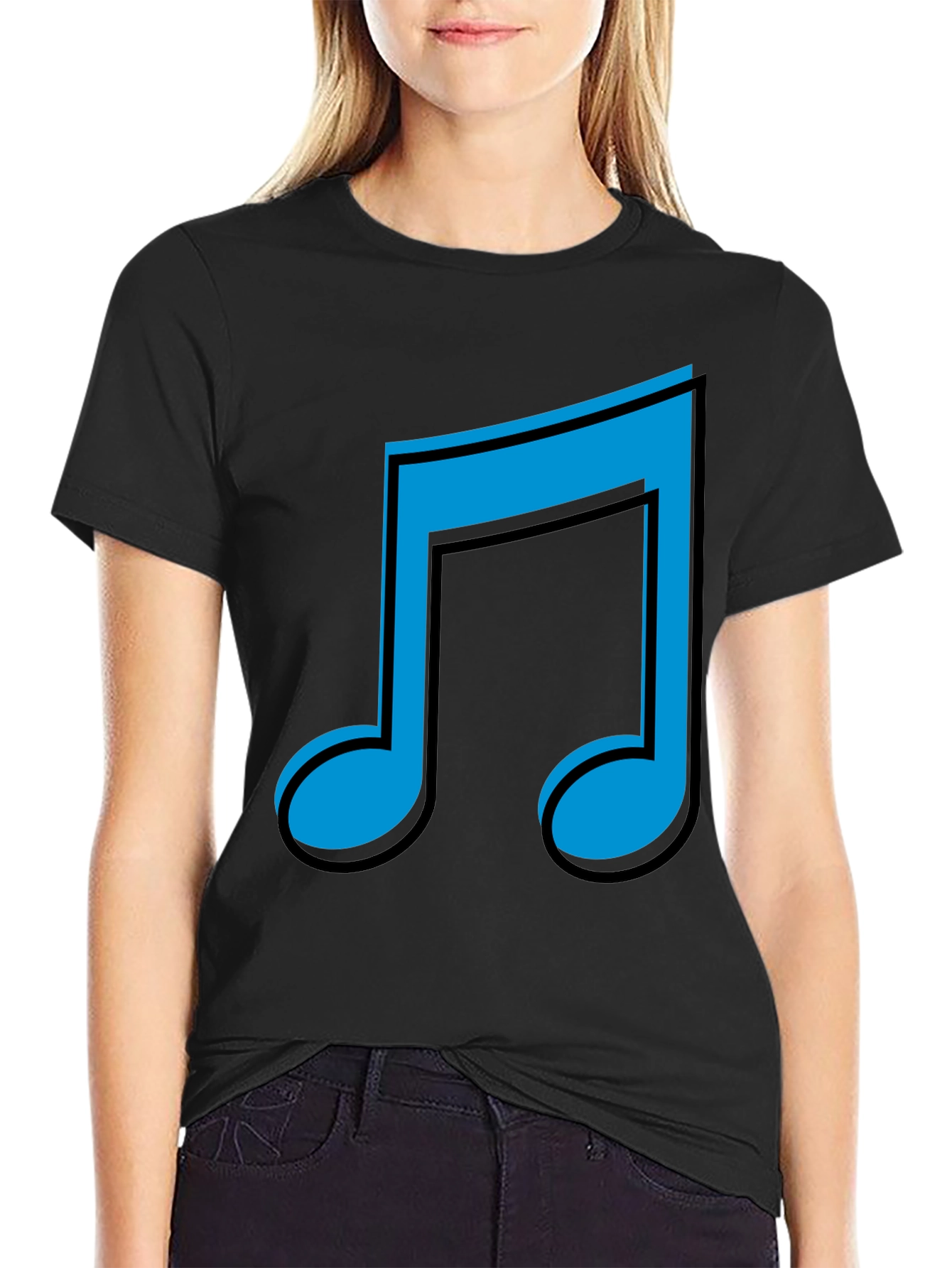 Musical Note Graphic T-Shirt - Black