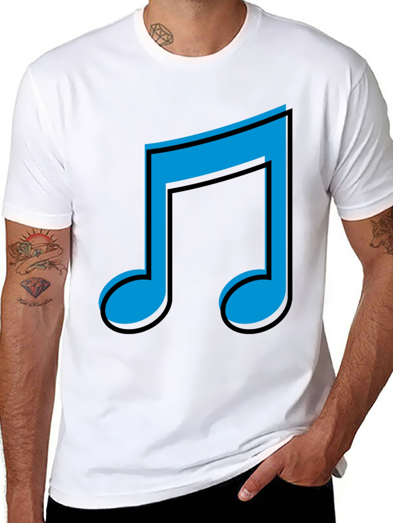Musical Note Graphic T-Shirt - Black
