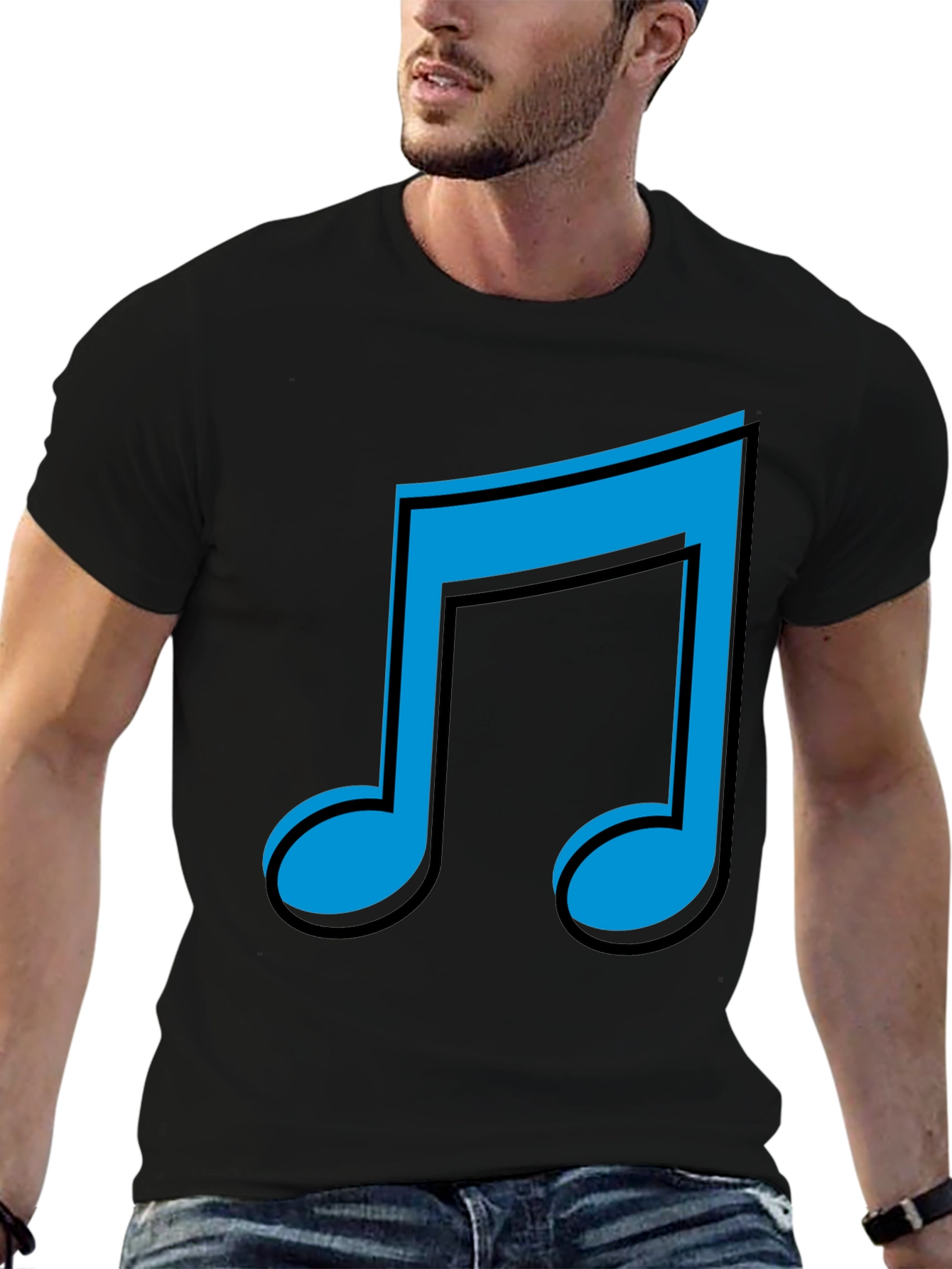 Musical Note Graphic T-Shirt - Black