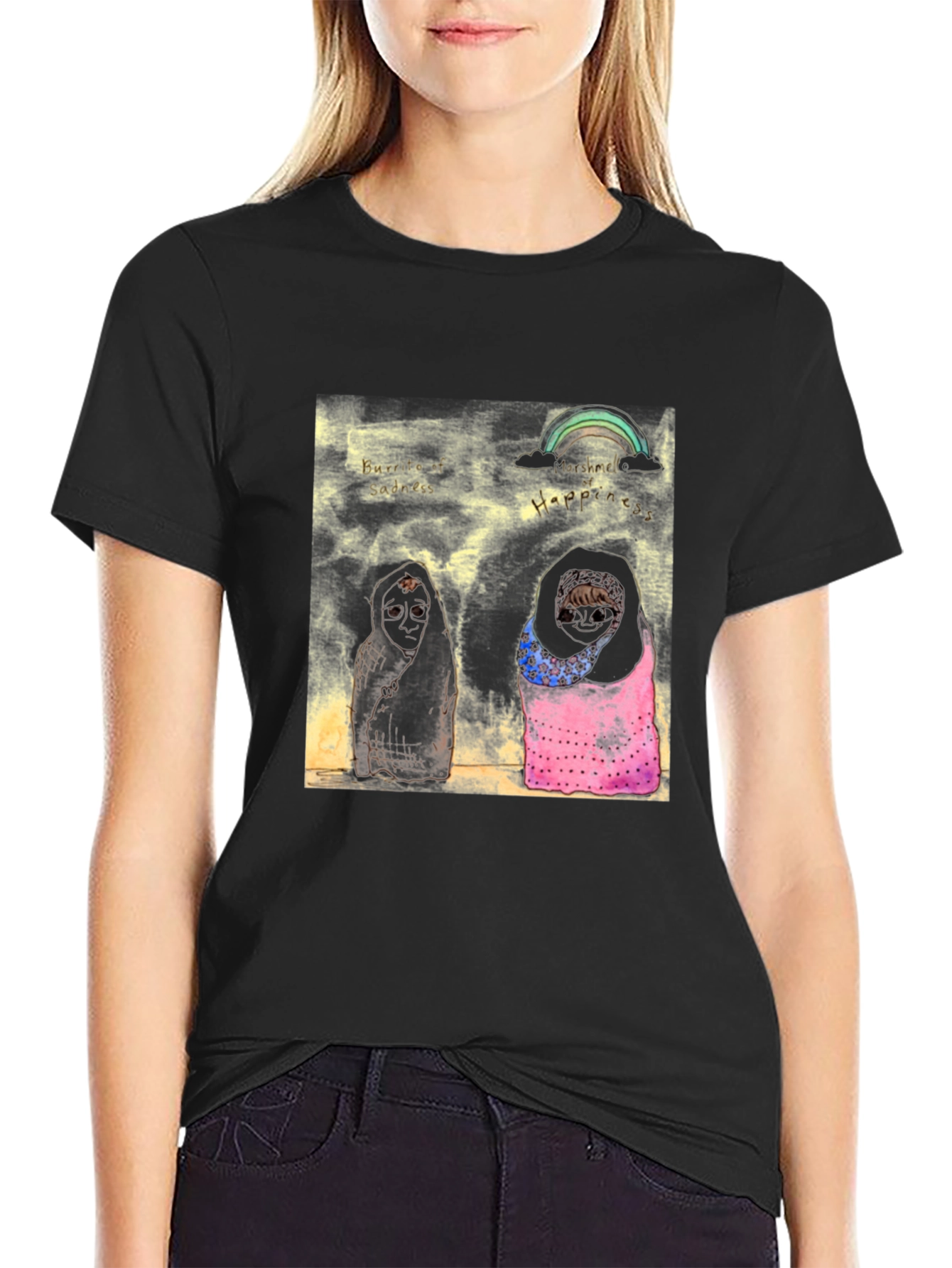 Unique Graphic Print Black T-Shirt