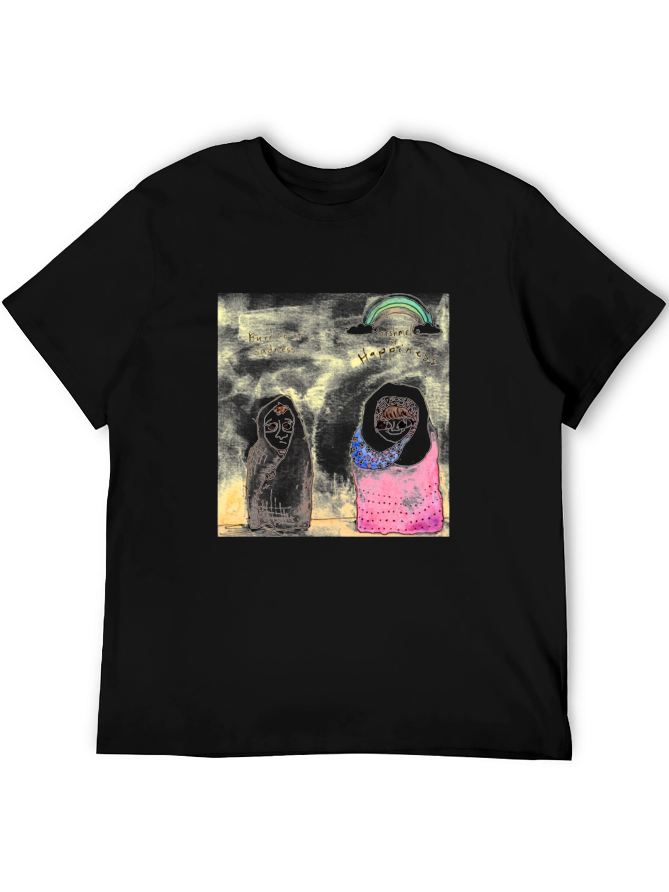Unique Graphic Print Black T-Shirt