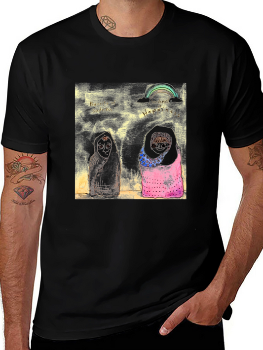 Unique Graphic Print Black T-Shirt