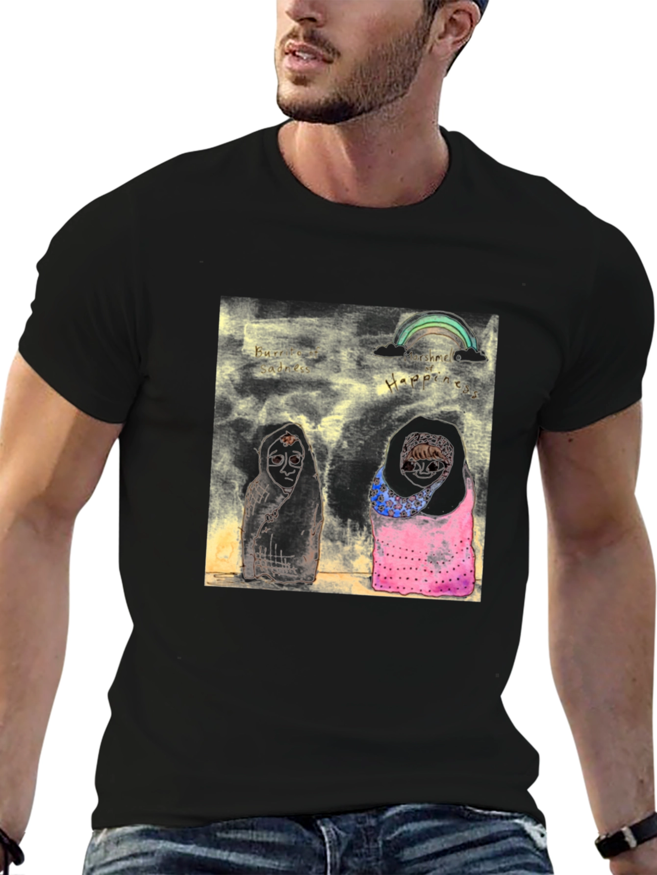 Unique Graphic Print Black T-Shirt