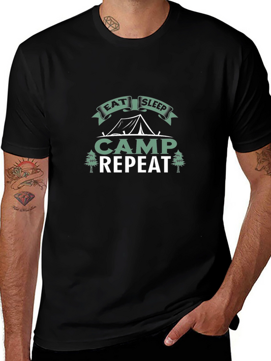 Eat Sleep Camp Repeat Black T-Shirt