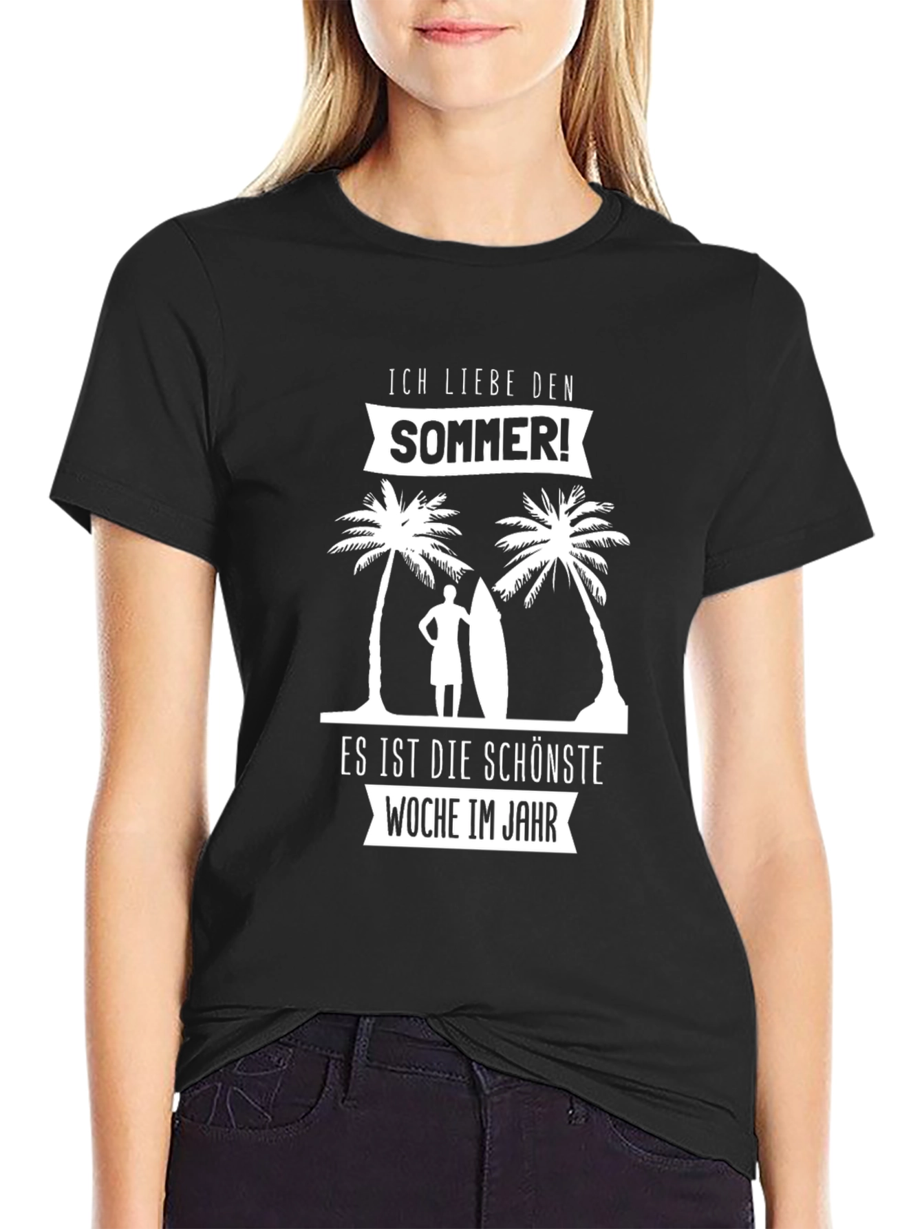 Ich Liebe Den Sommer Black Graphic Tee