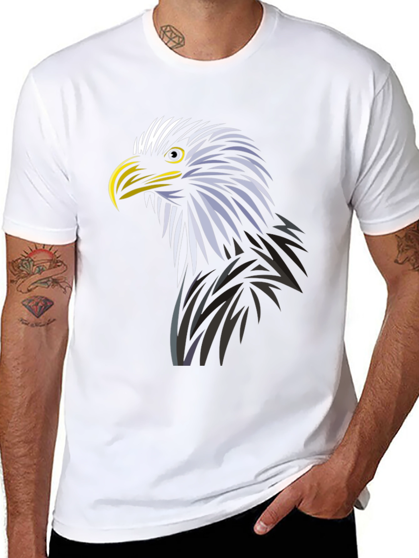 Bold Eagle Graphic Tee - Black Cotton Blend