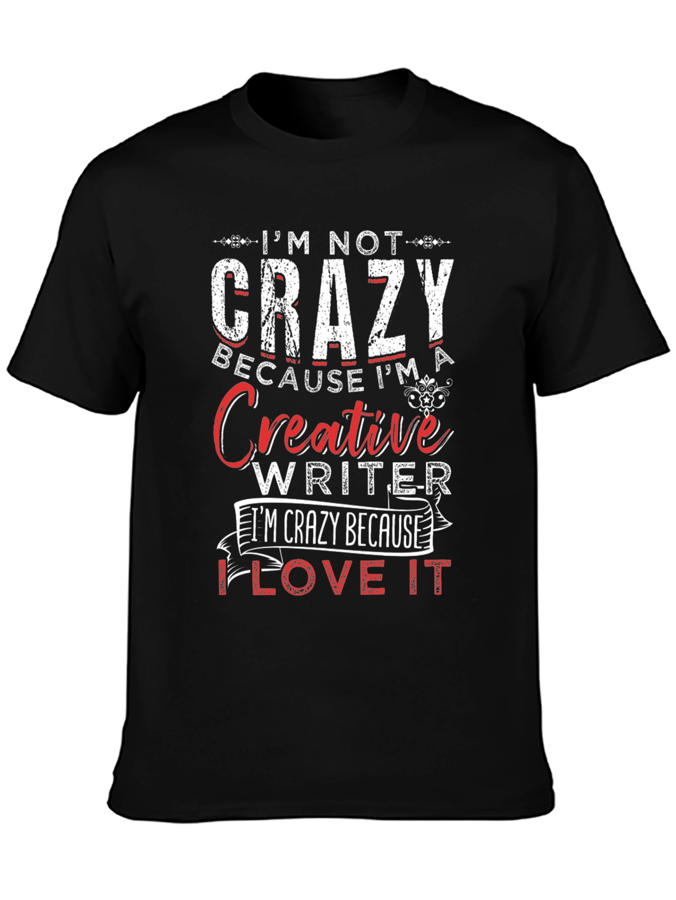 Crazy Creative Writer Graphic Tee - Black