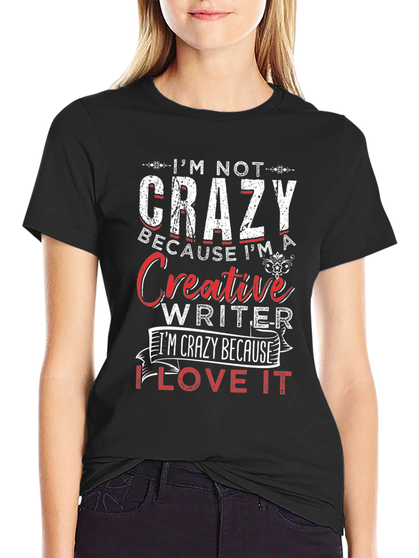 Crazy Creative Writer Graphic Tee - Black