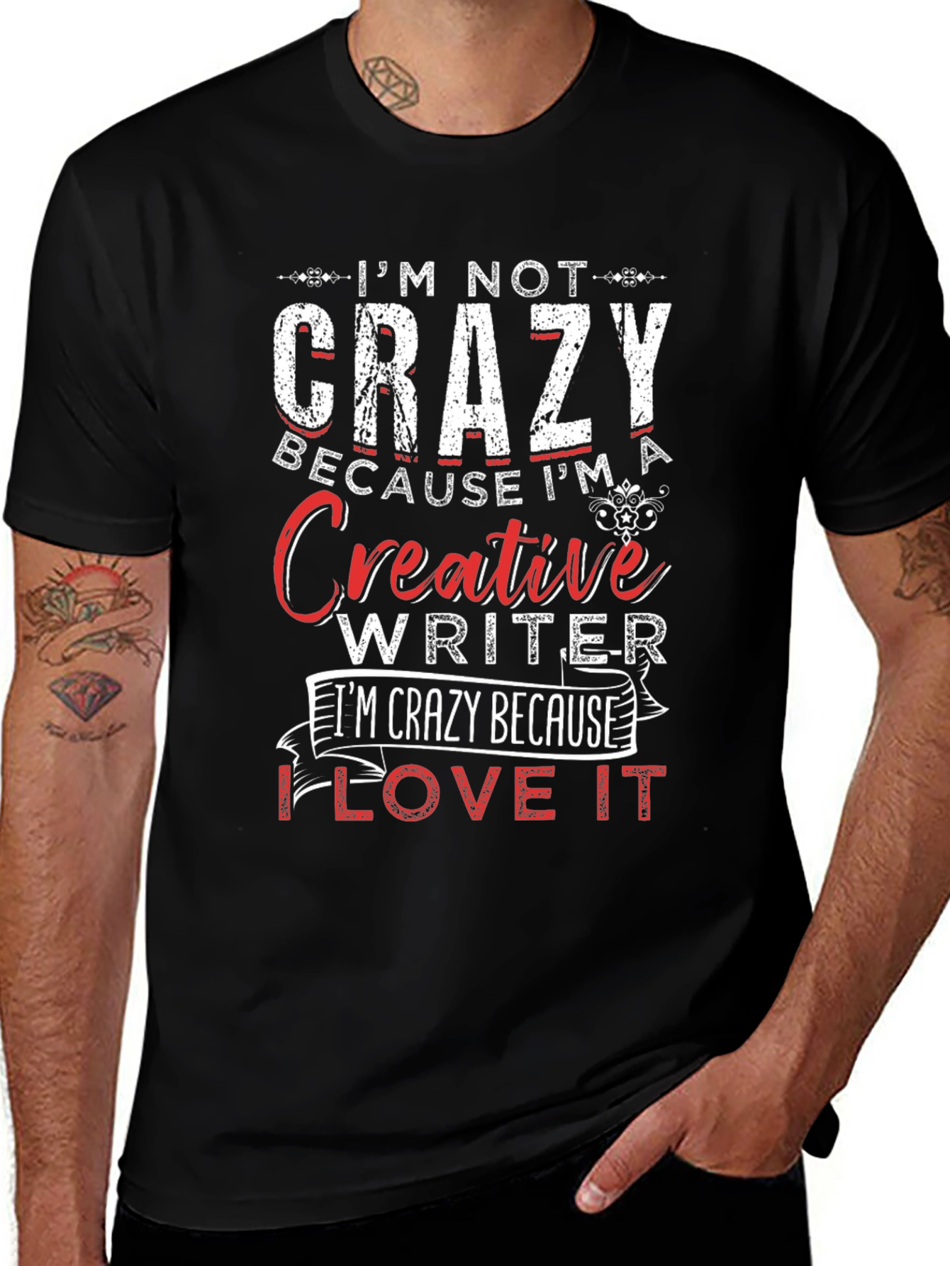 Crazy Creative Writer Graphic Tee - Black