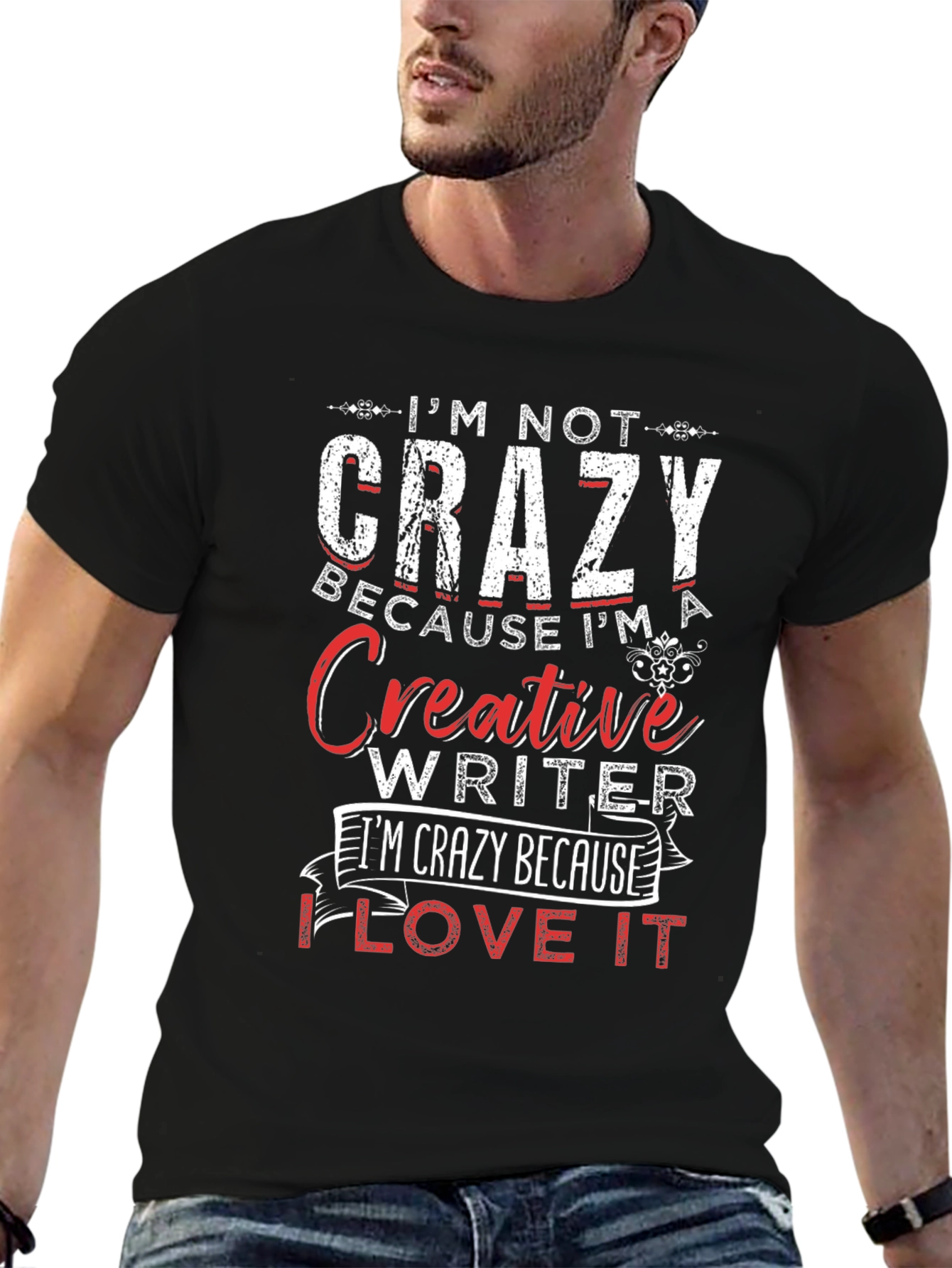 Crazy Creative Writer Graphic Tee - Black