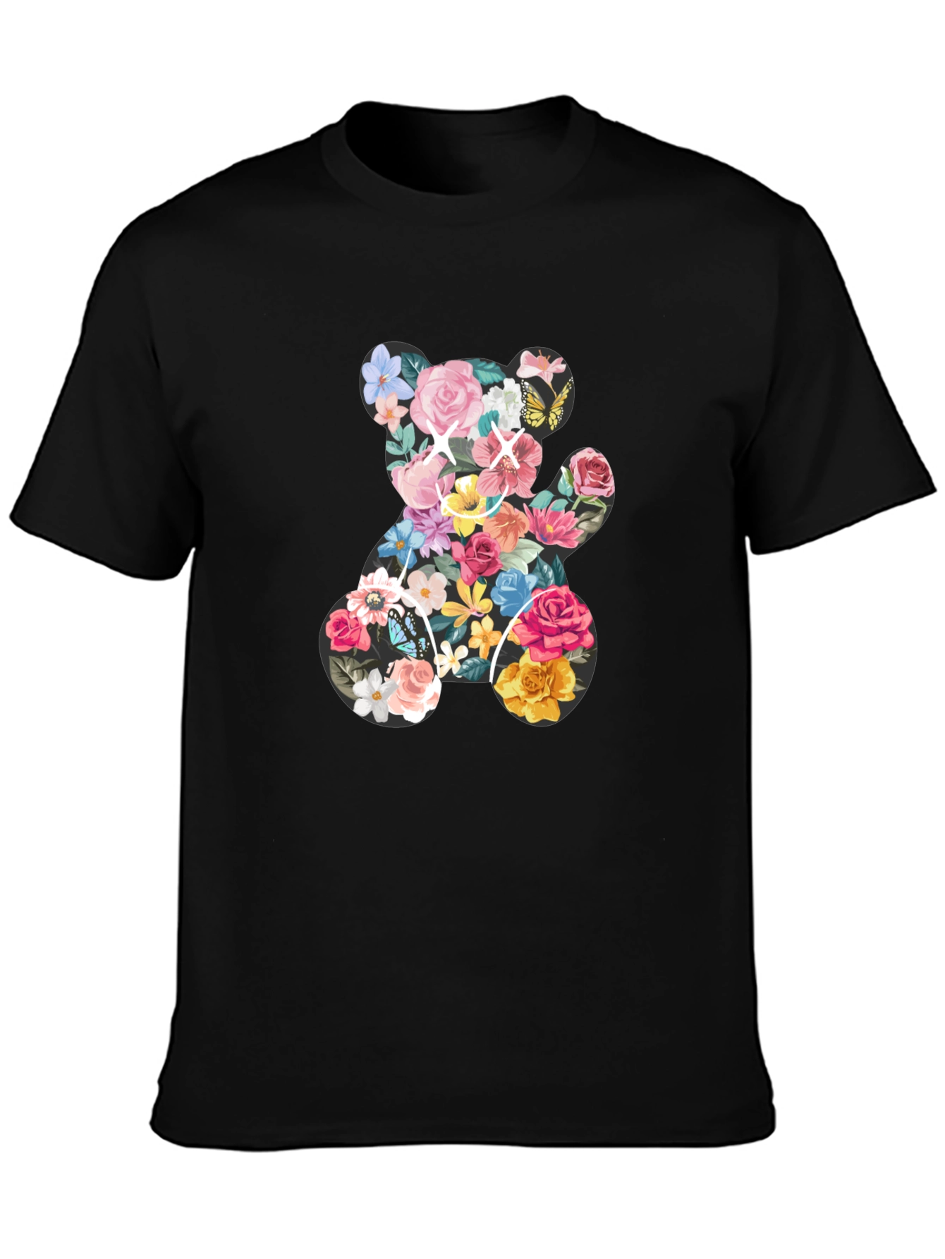 Floral Teddy Bear Graphic T-Shirt