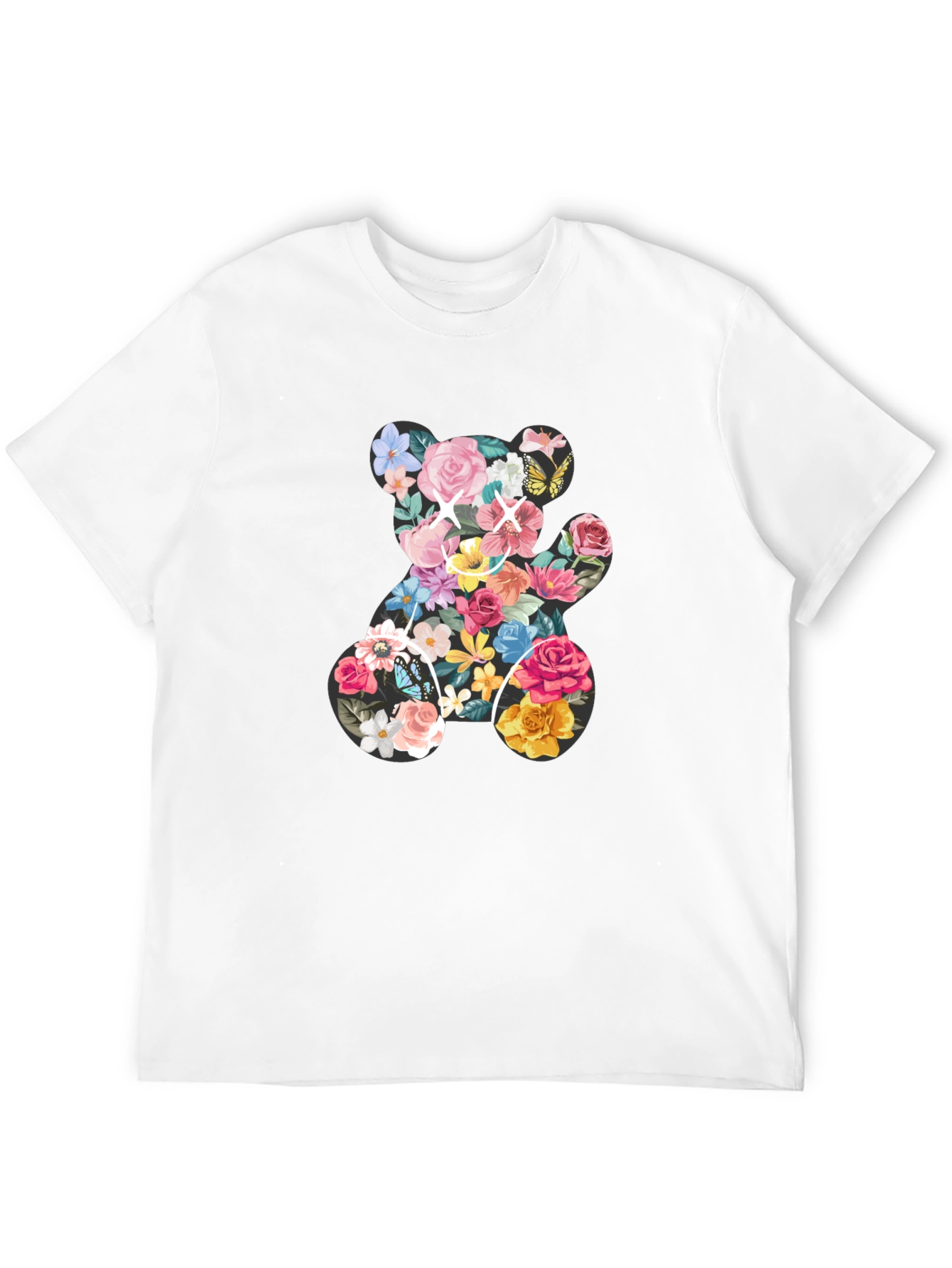 Floral Teddy Bear Graphic T-Shirt