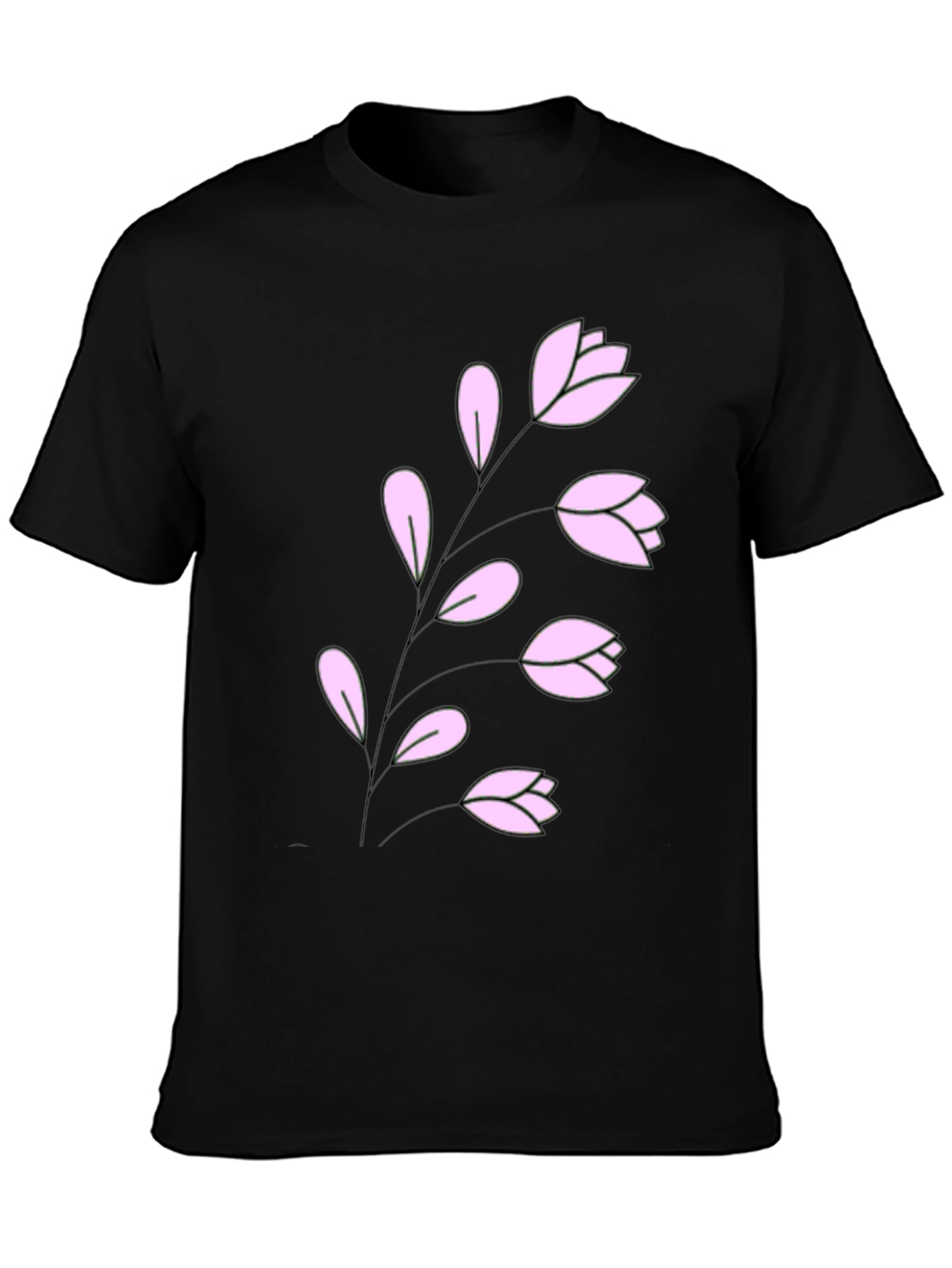 Floral Print T-Shirt - Stylish Black Tee