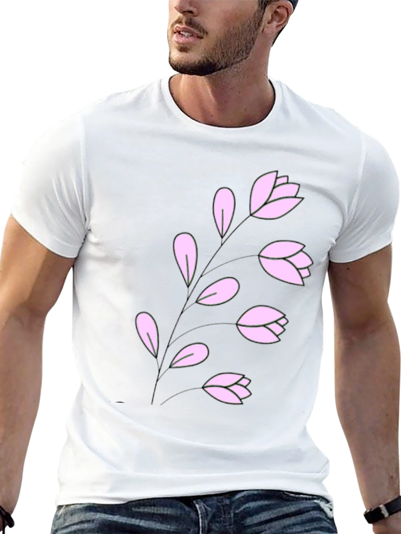 Floral Print T-Shirt - Stylish Black Tee