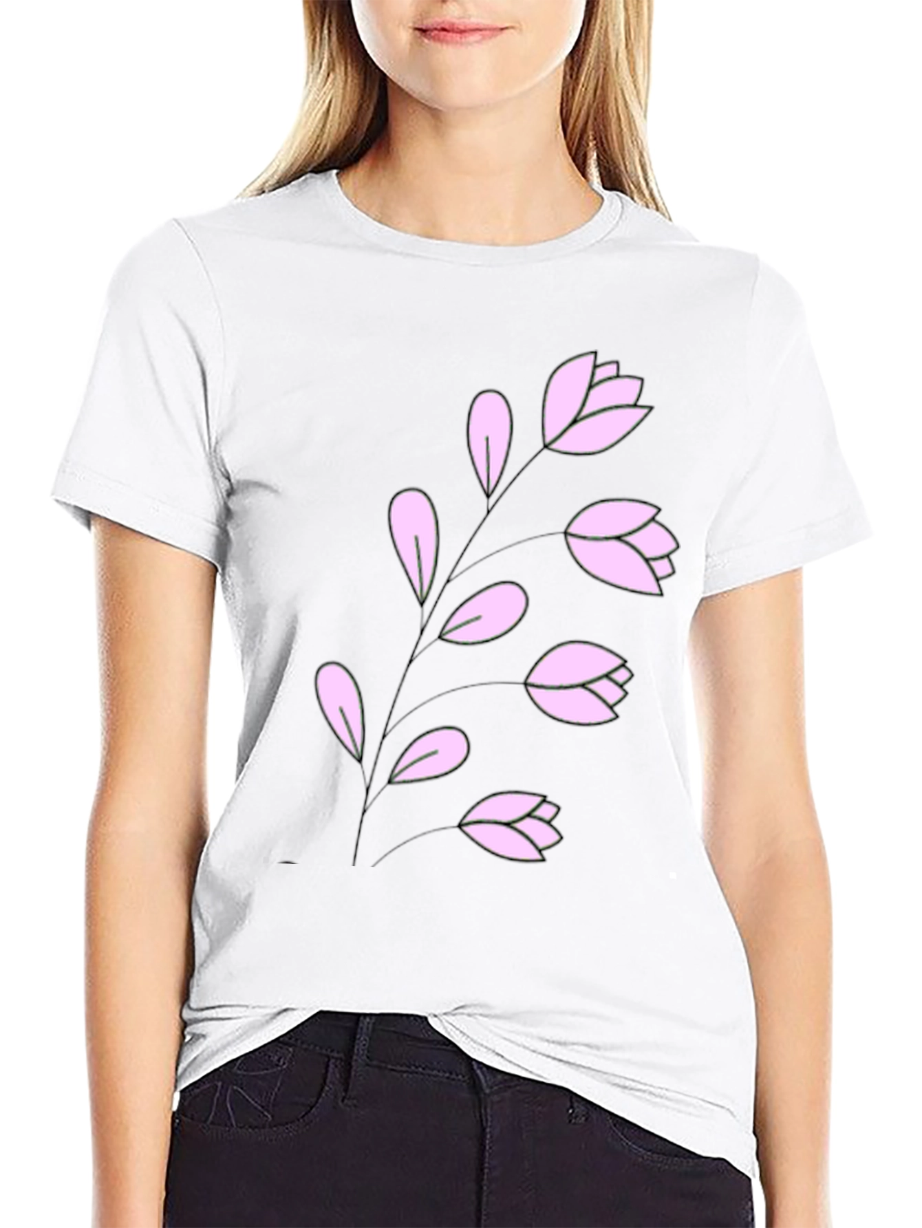 Floral Print T-Shirt - Stylish Black Tee
