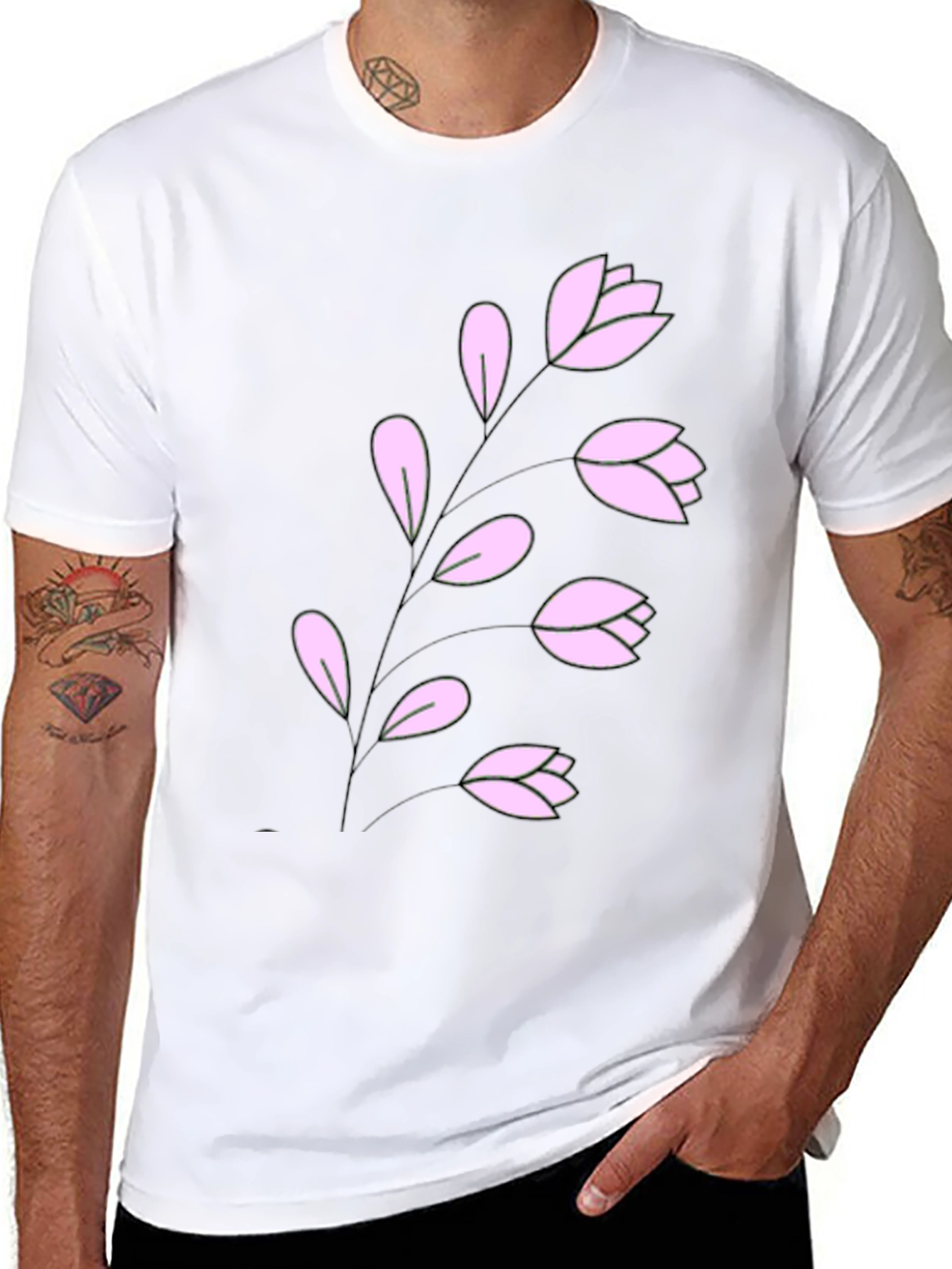 Floral Print T-Shirt - Stylish Black Tee