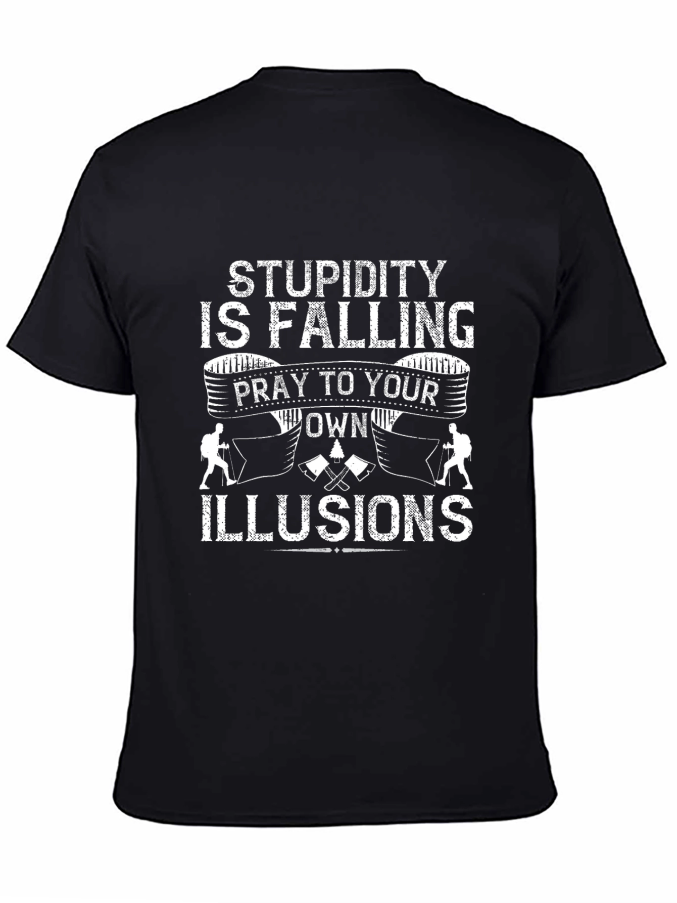 Stupidity is Falling Black Graphic Tee