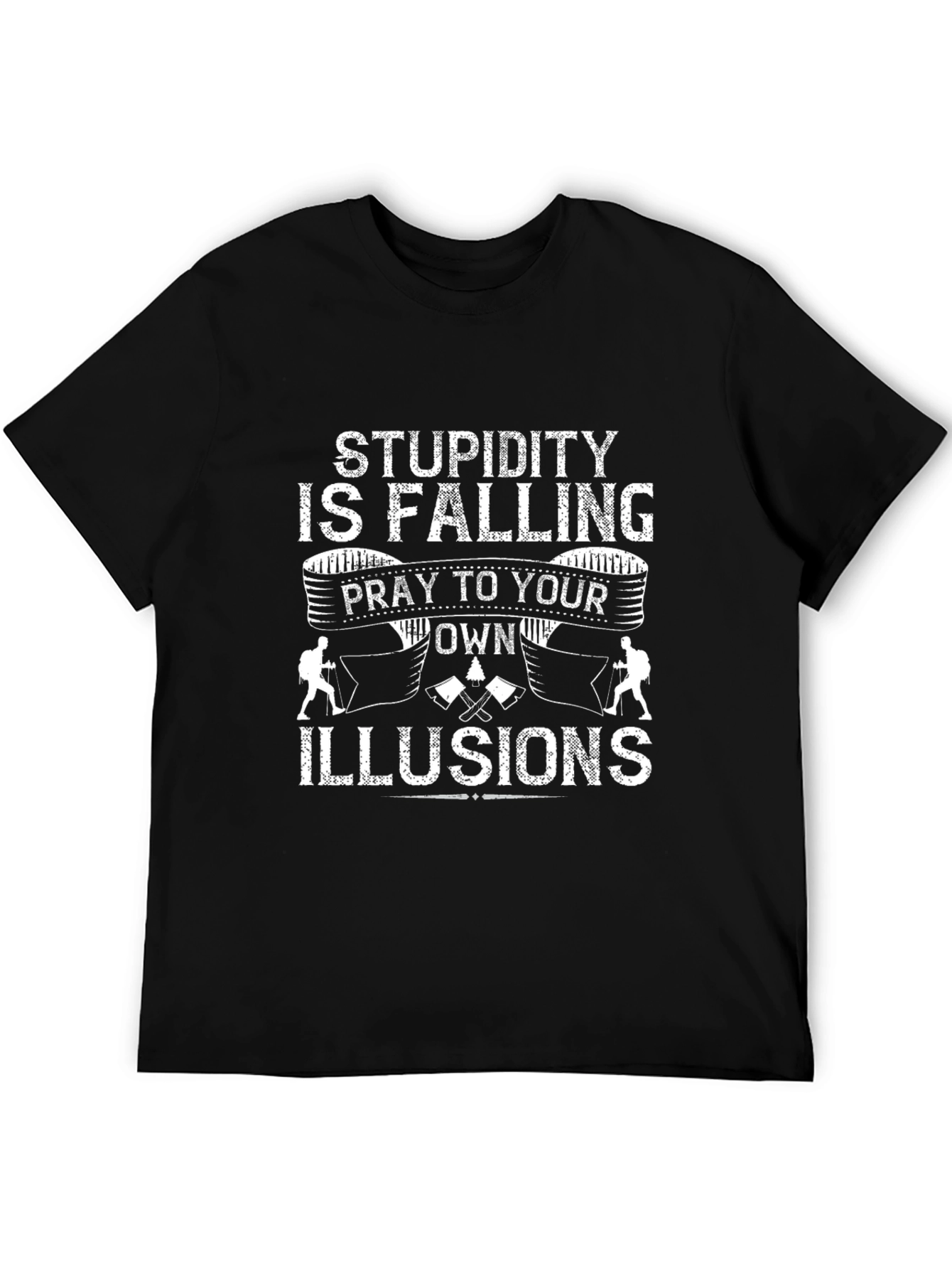Stupidity is Falling Black Graphic Tee