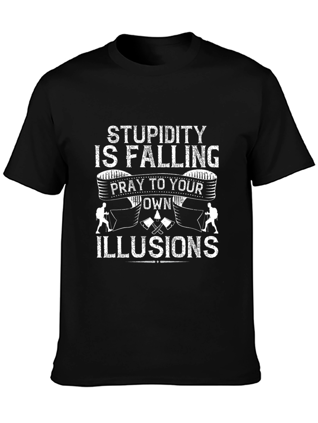 Stupidity is Falling Black Graphic Tee