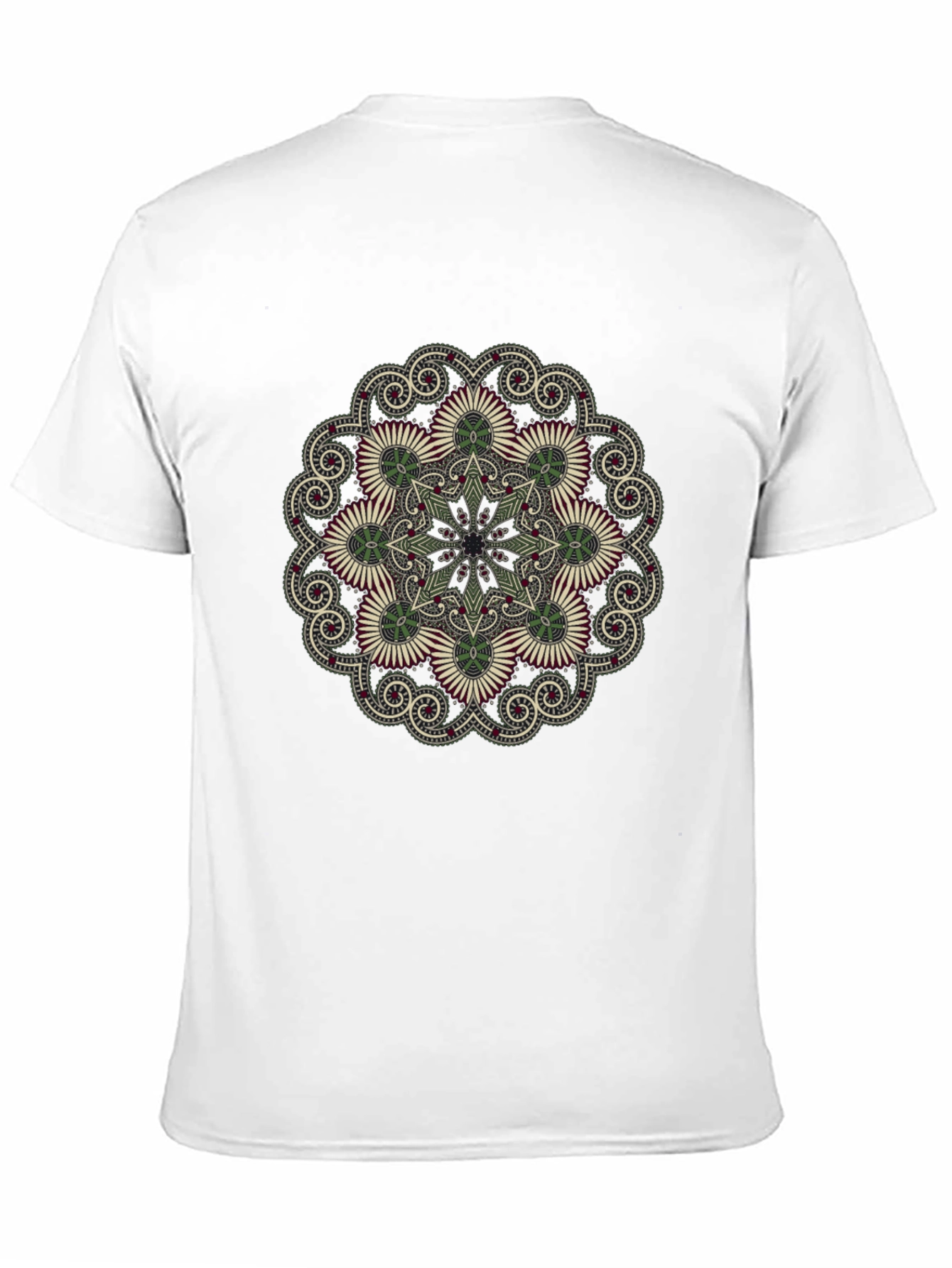 Black T-Shirt with Floral Mandala Print