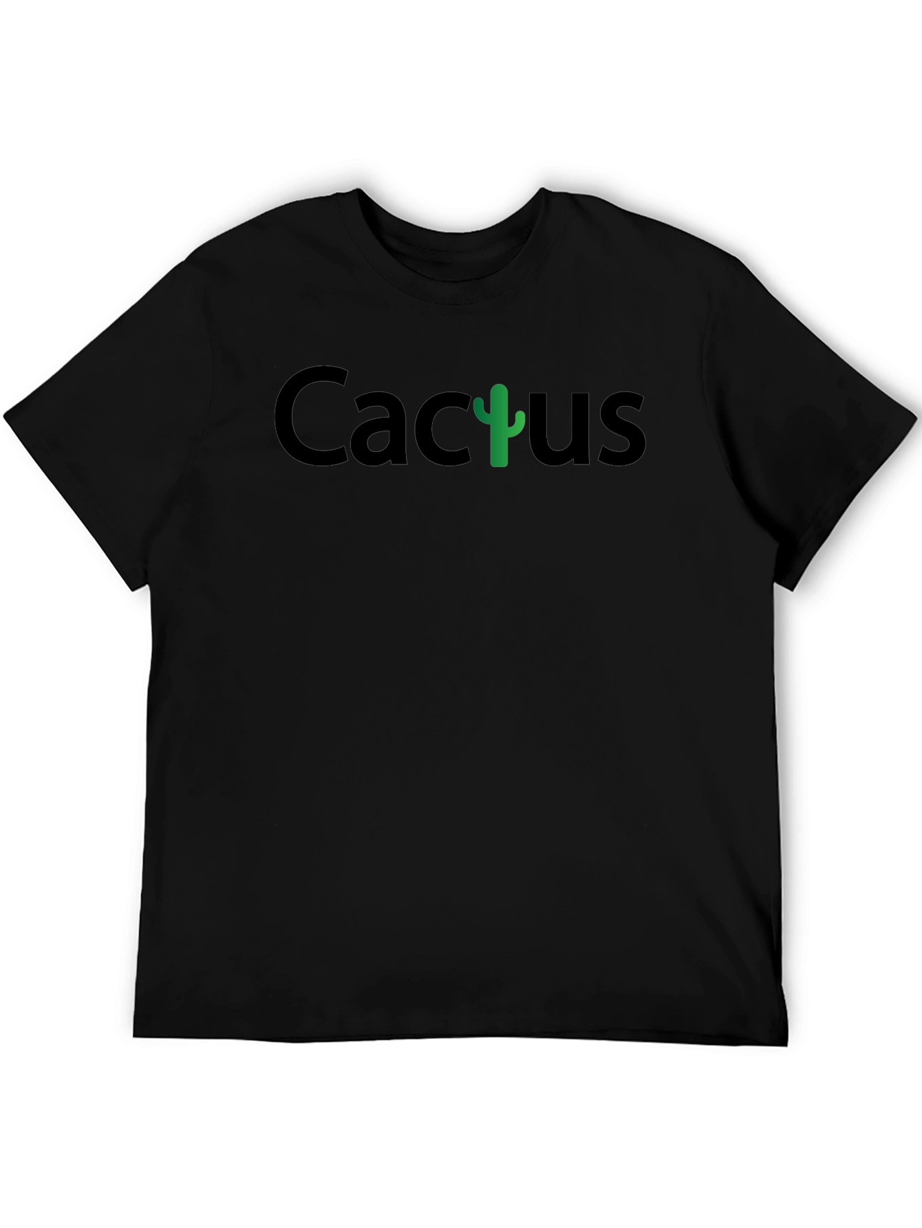Cactus Graphic Print Black Crew Neck T-Shirt
