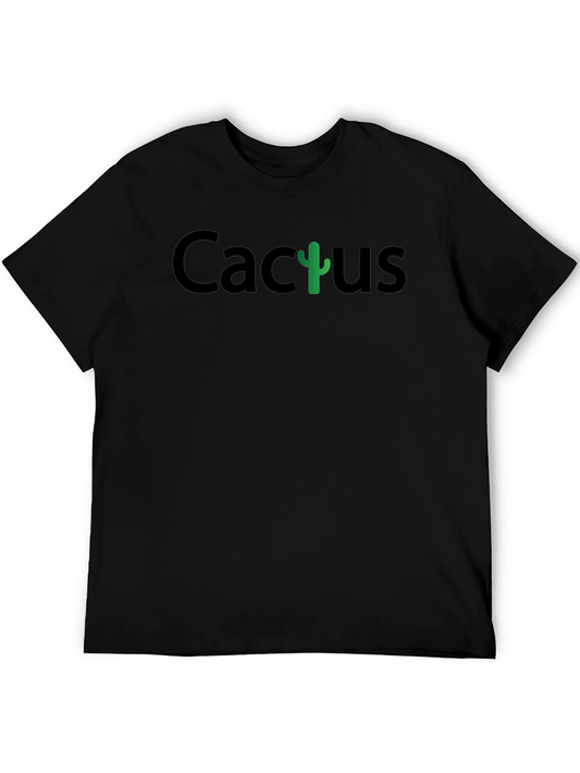 Cactus Graphic Print Black Crew Neck T-Shirt