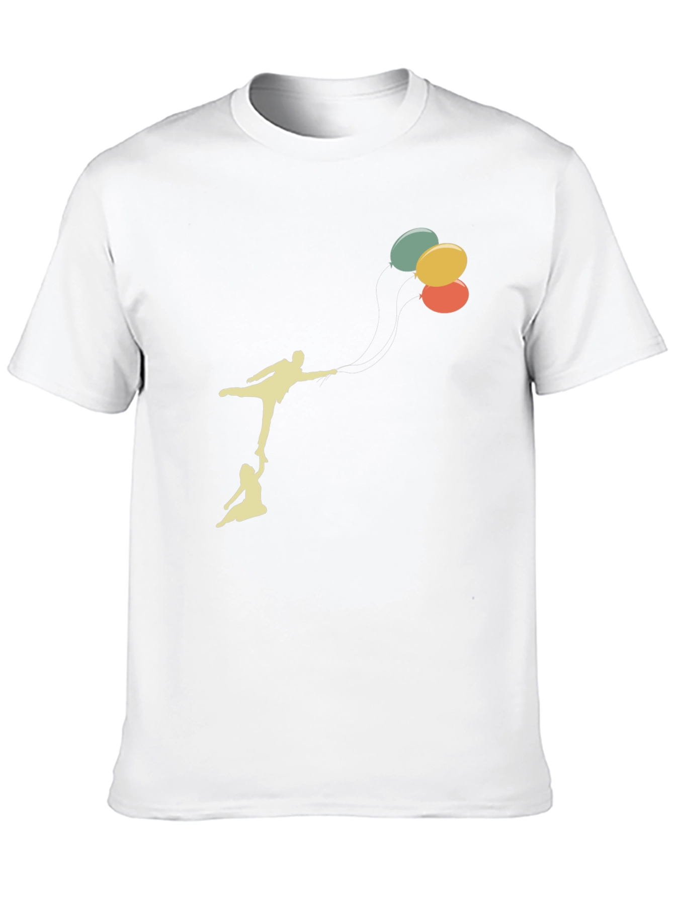 Whimsical Balloon Ride Graphic Tee - Black Cotton Blend