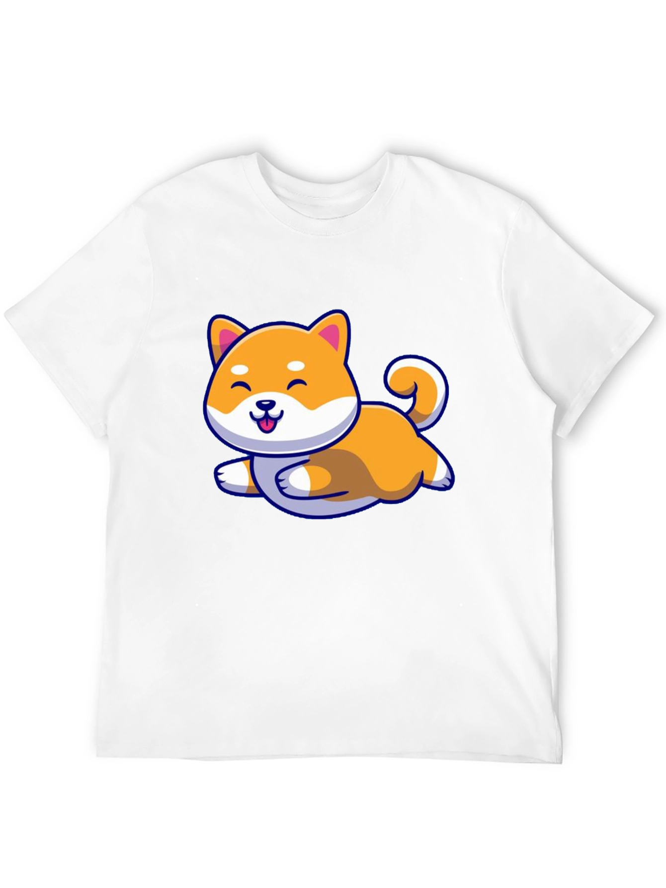Cute Shiba Inu Dog Cartoon Black T-Shirt