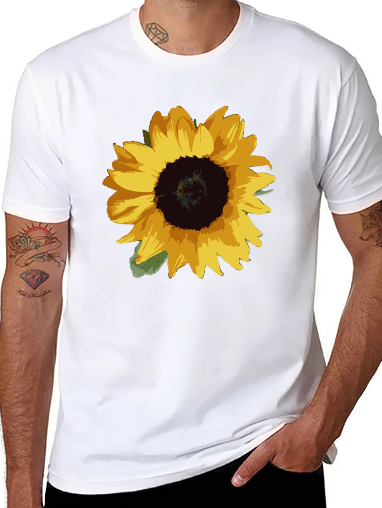 Sunflower Graphic Tee - Black Cotton Blend