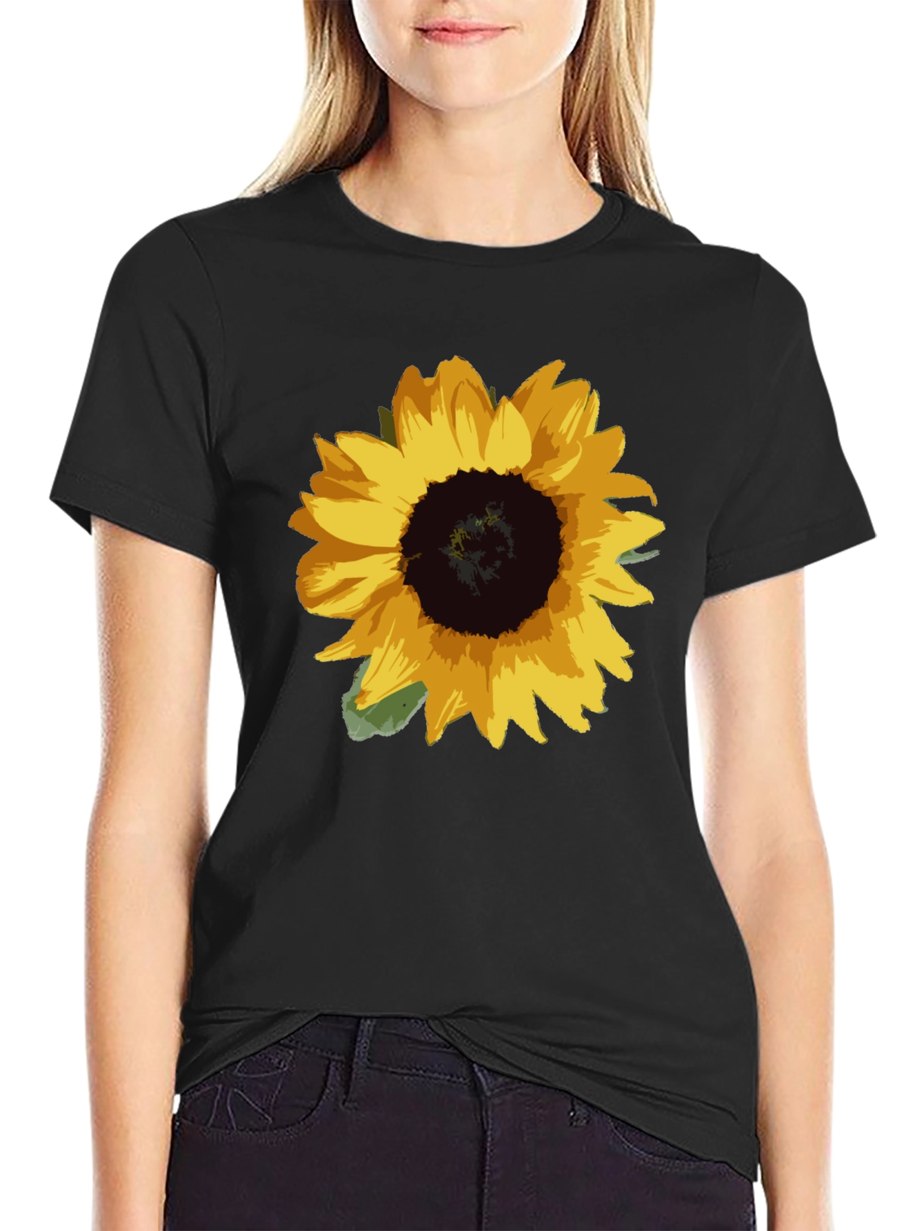Sunflower Graphic Tee - Black Cotton Blend