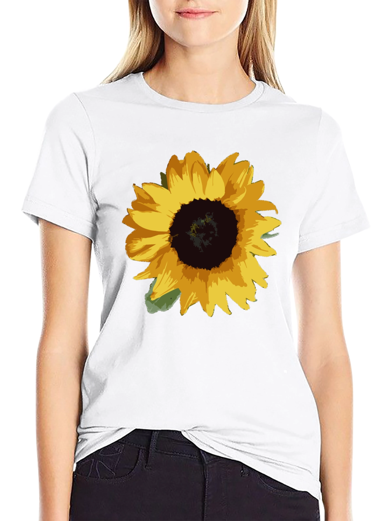 Sunflower Graphic Tee - Black Cotton Blend