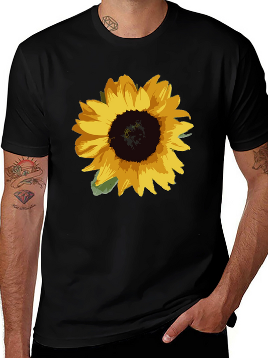 Sunflower Graphic Tee - Black Cotton Blend