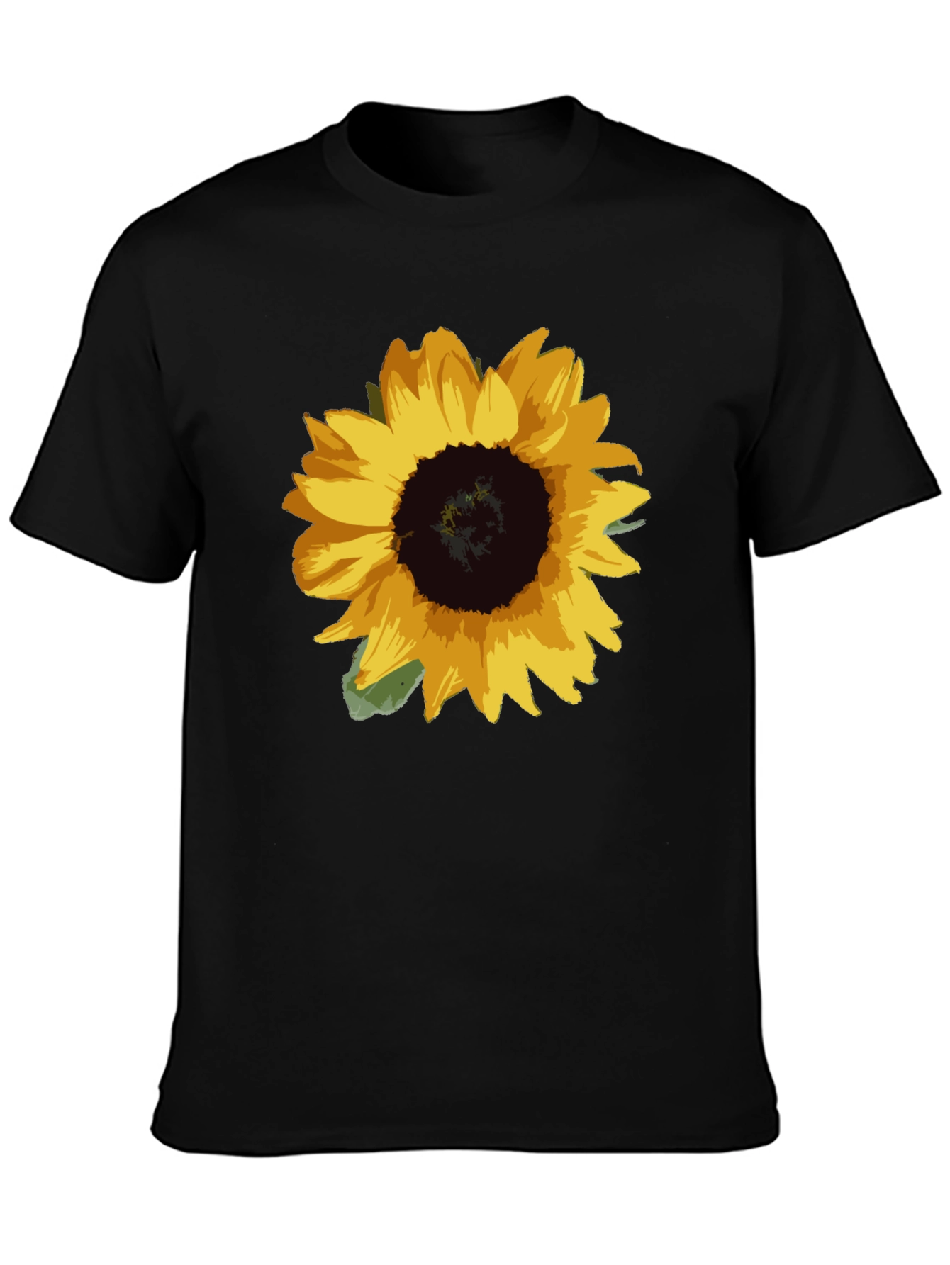 Sunflower Graphic Tee - Black Cotton Blend