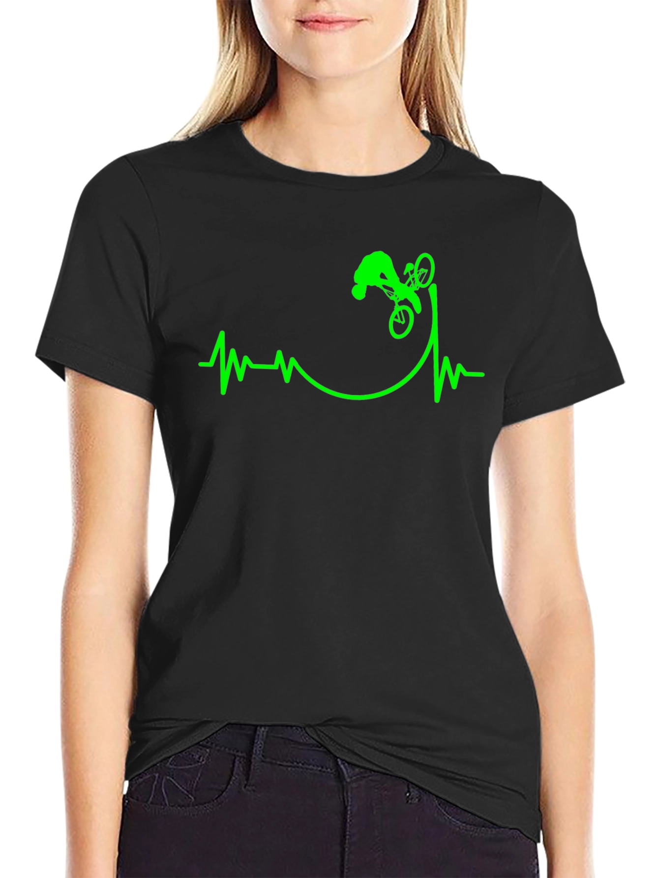 Mountain Bike Heartbeat T-Shirt - Black