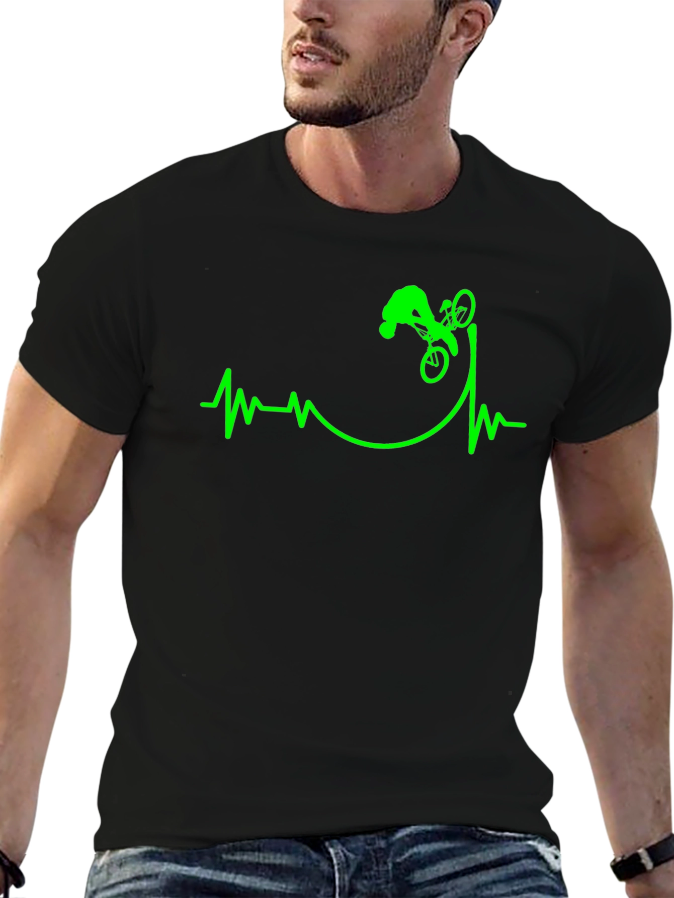 Mountain Bike Heartbeat T-Shirt - Black