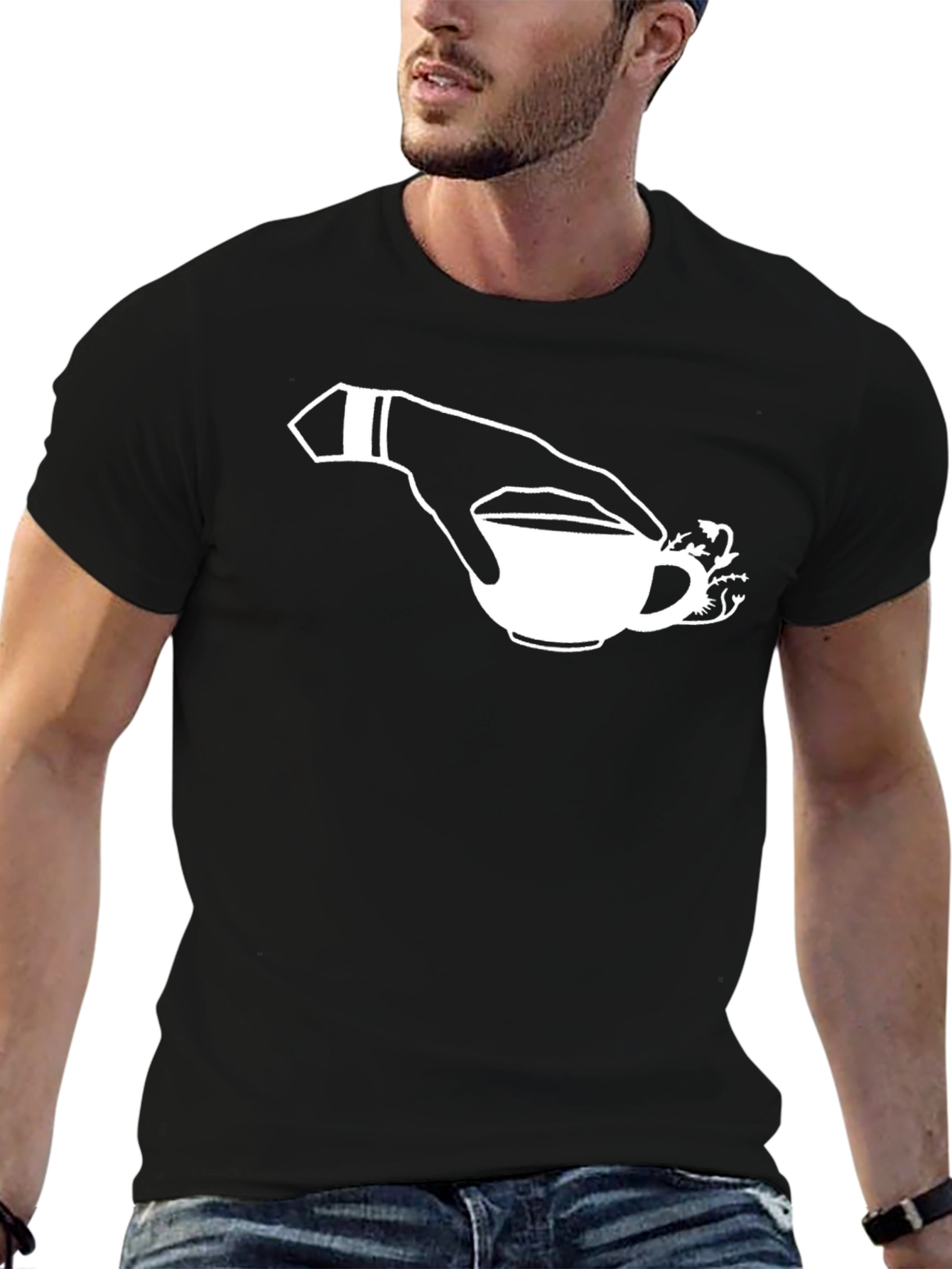 Hand Holding Tea Cup T-Shirt - Stylish Graphic Tee