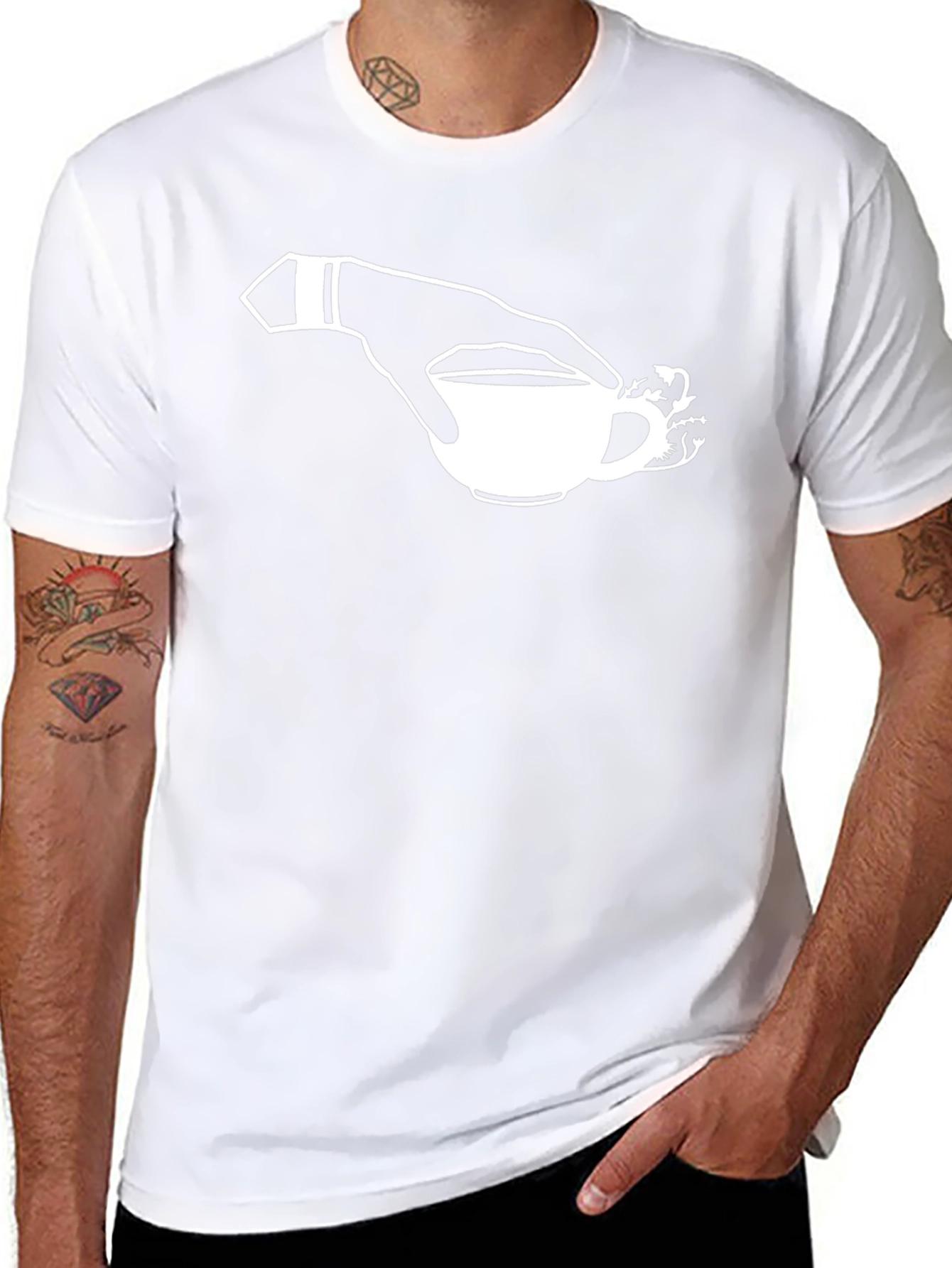 Hand Holding Tea Cup T-Shirt - Stylish Graphic Tee