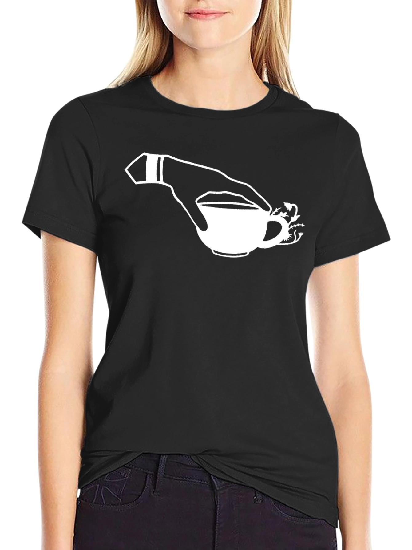 Hand Holding Tea Cup T-Shirt - Stylish Graphic Tee