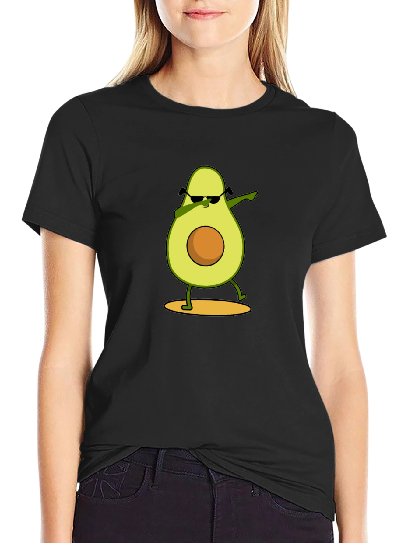 Dabbing Avocado Graphic Tee - Funny Fruit Cartoon T-Shirt