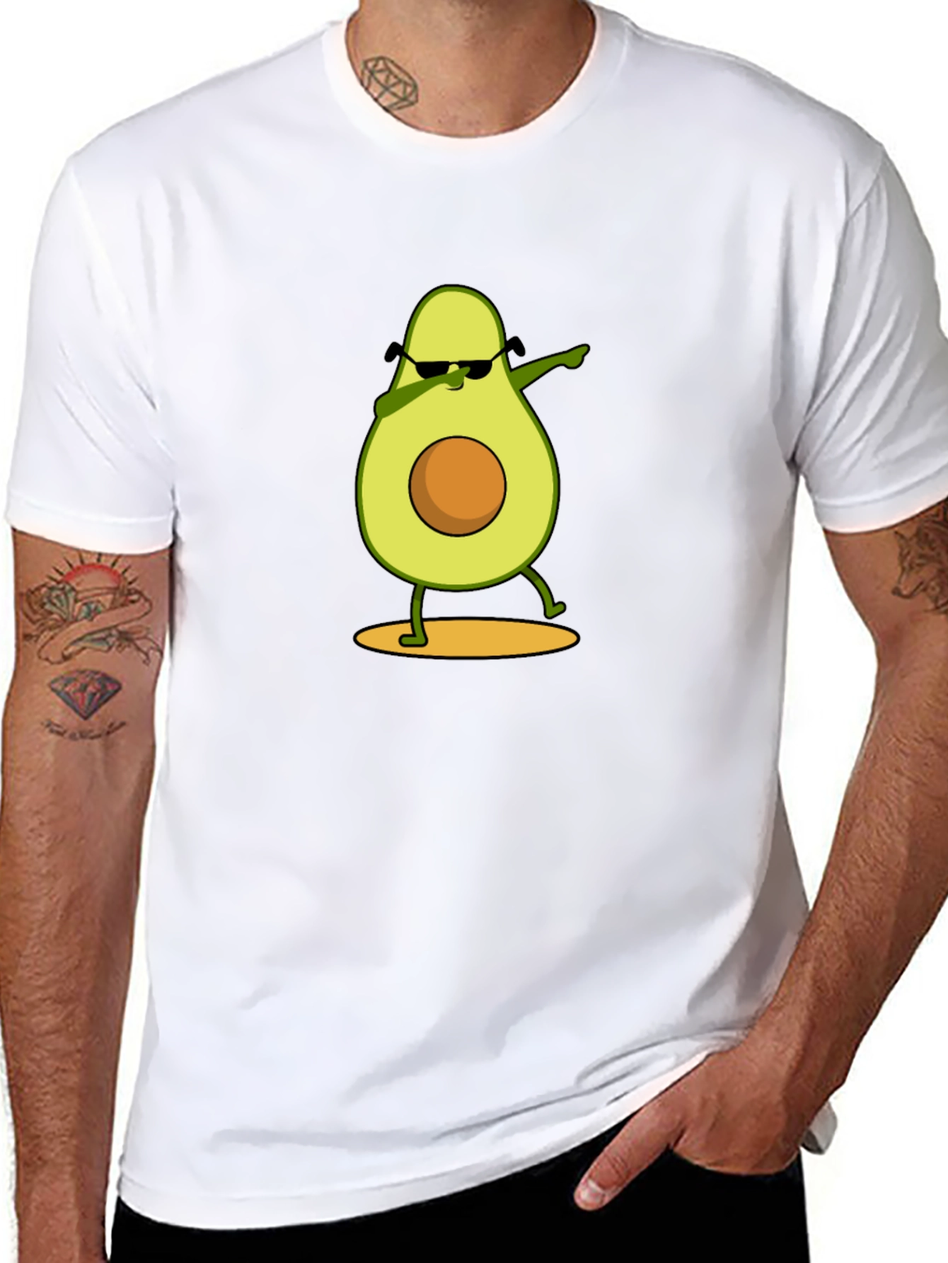 Dabbing Avocado Graphic Tee - Funny Fruit Cartoon T-Shirt