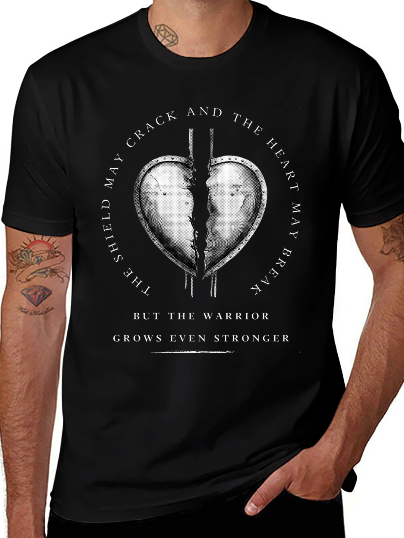 Warrior Heart Shield Graphic T-Shirt